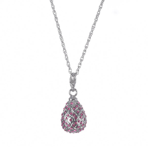 Keren Kopal Silver Egg with Pink Crystals Pendant Necklace