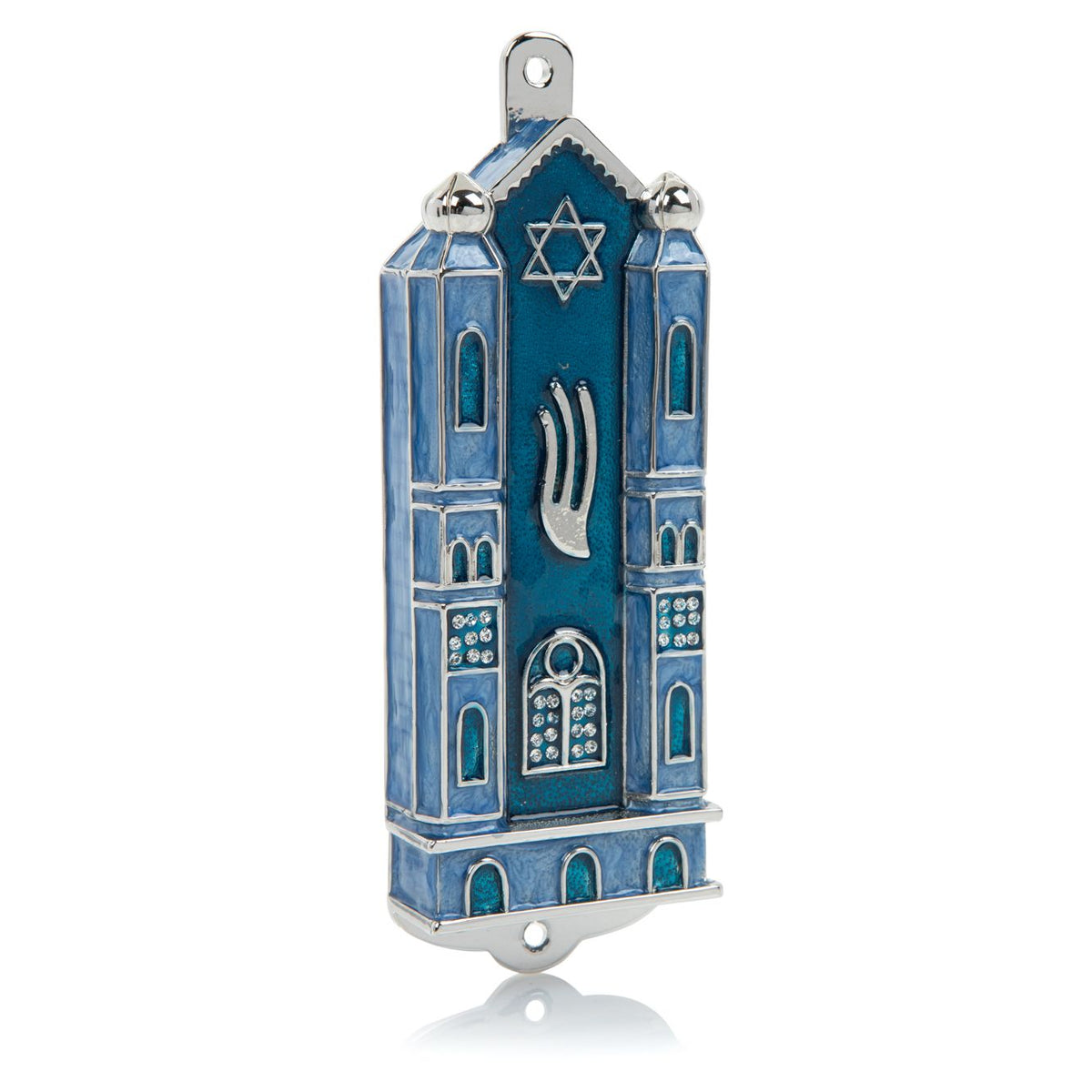 Keren Kopal Blue Holy Ark style Mezuzah