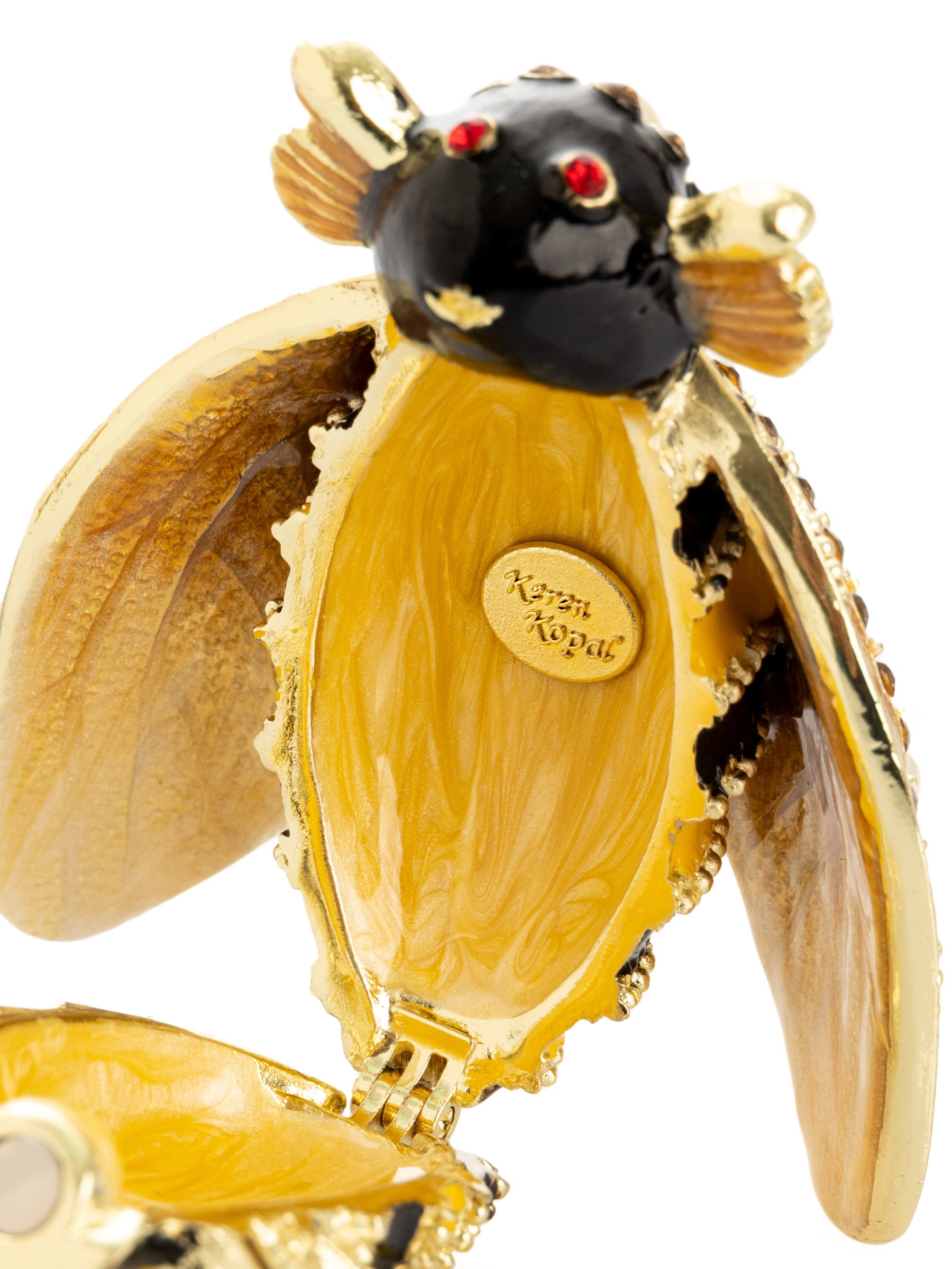 Gold & Black Enamel Honey Bee Queen Trinket Box
