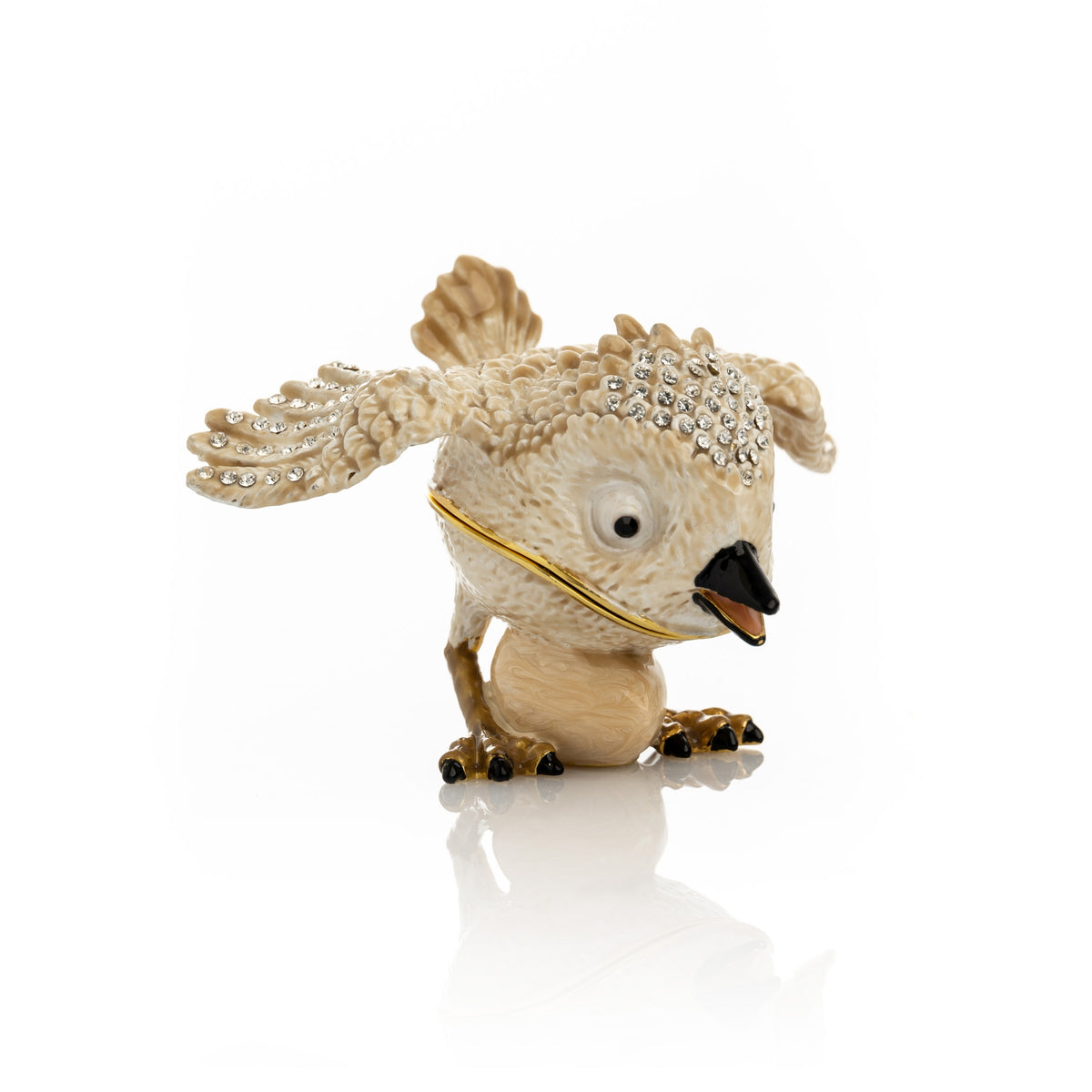 Keren Kopal Beige Bird with Egg Trinket Box