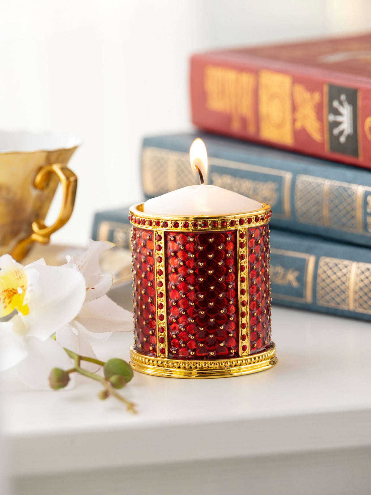 Keren Kopal Red Decorated Candle Holder