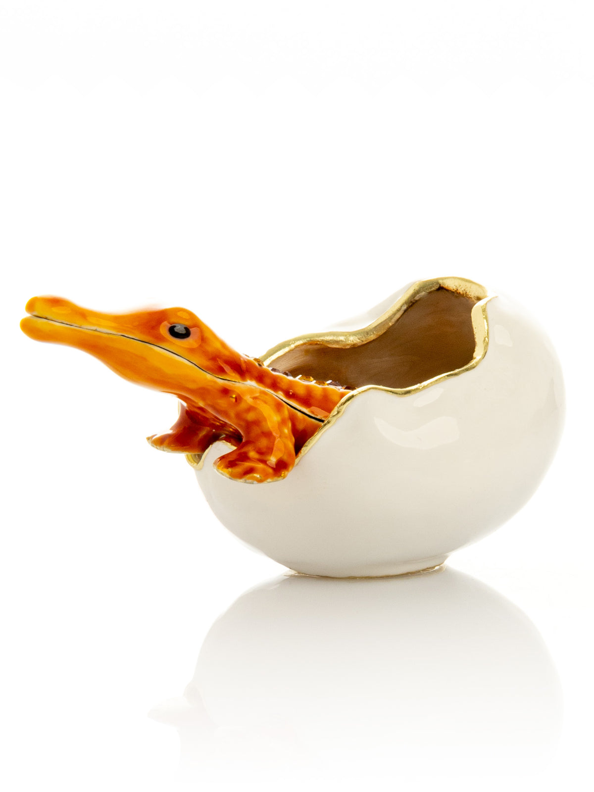 Keren Kopal Orange Crocodile hatching from egg trinket box