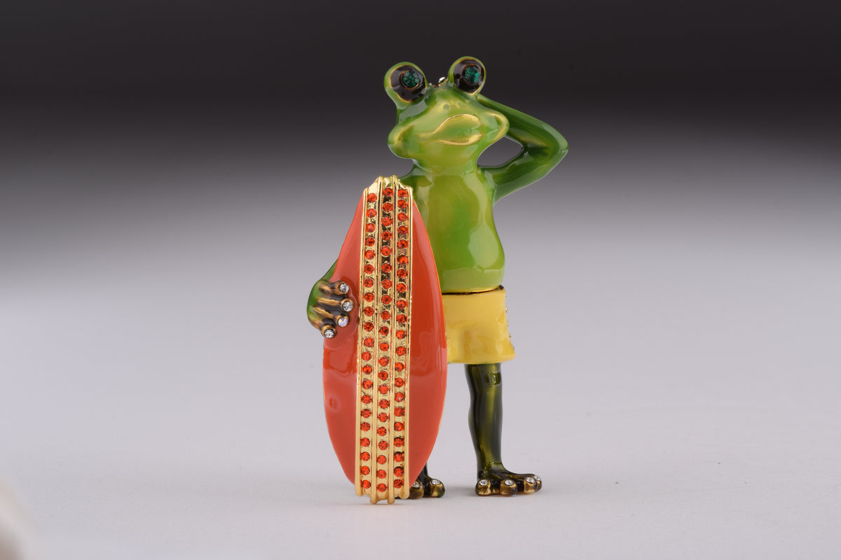 Keren Kopal Frog Holding a Surfboard
