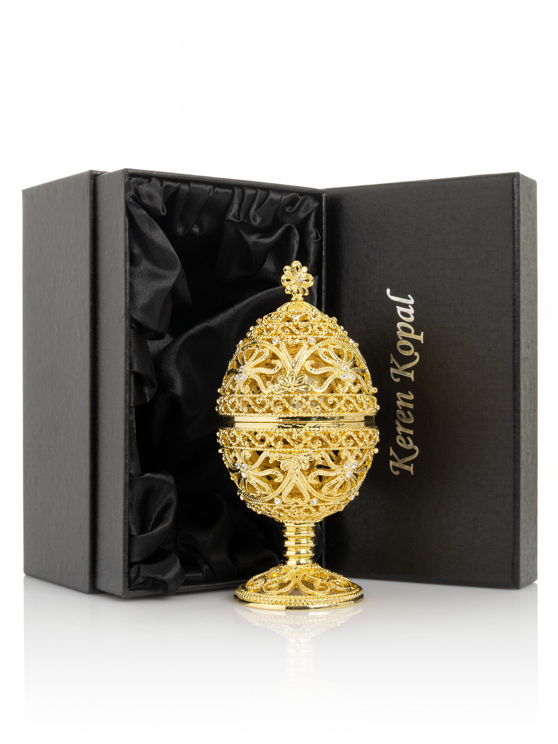 Gold Faberge Egg with Clock Inside