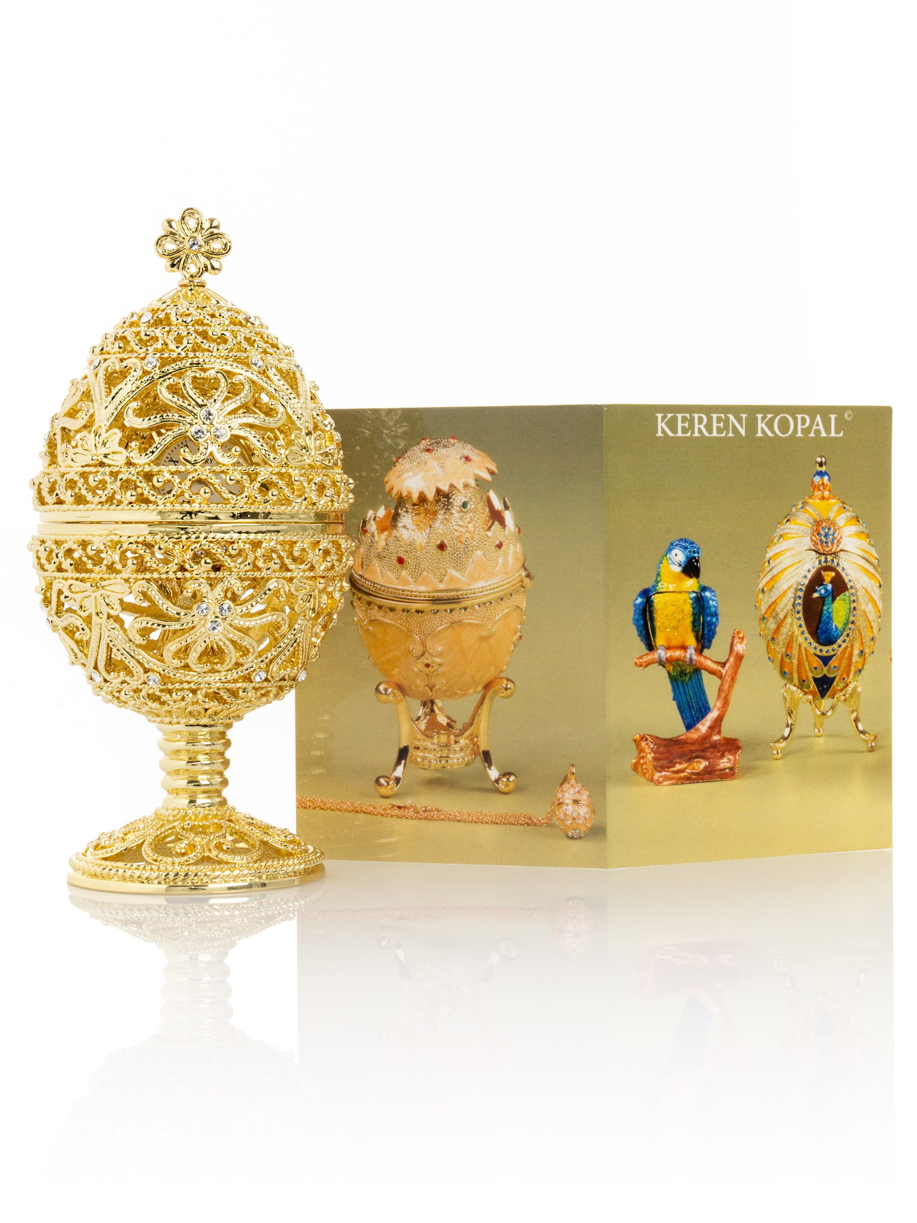 Gold Faberge Egg with Clock Inside