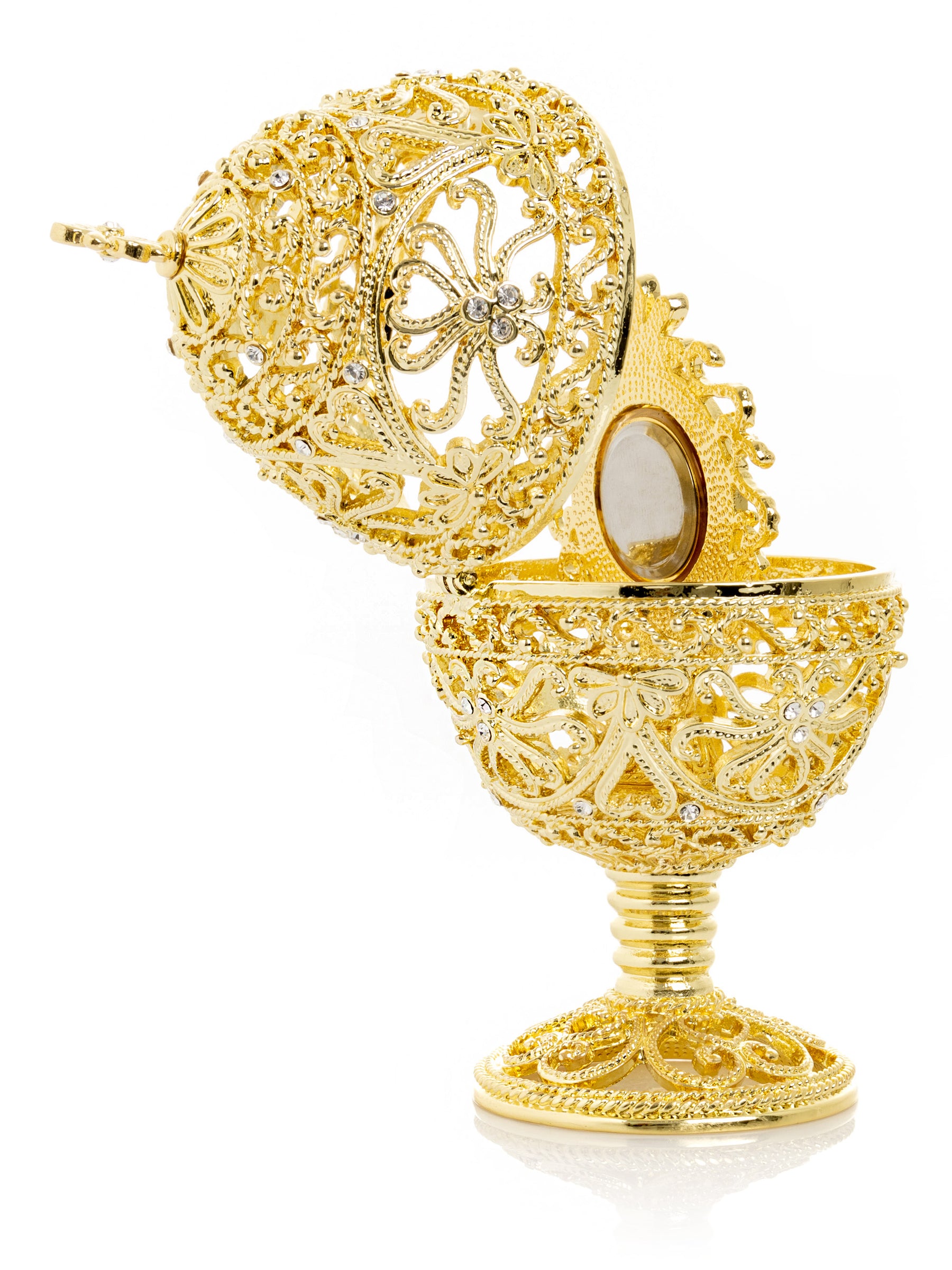 Gold Faberge Egg with Clock Inside