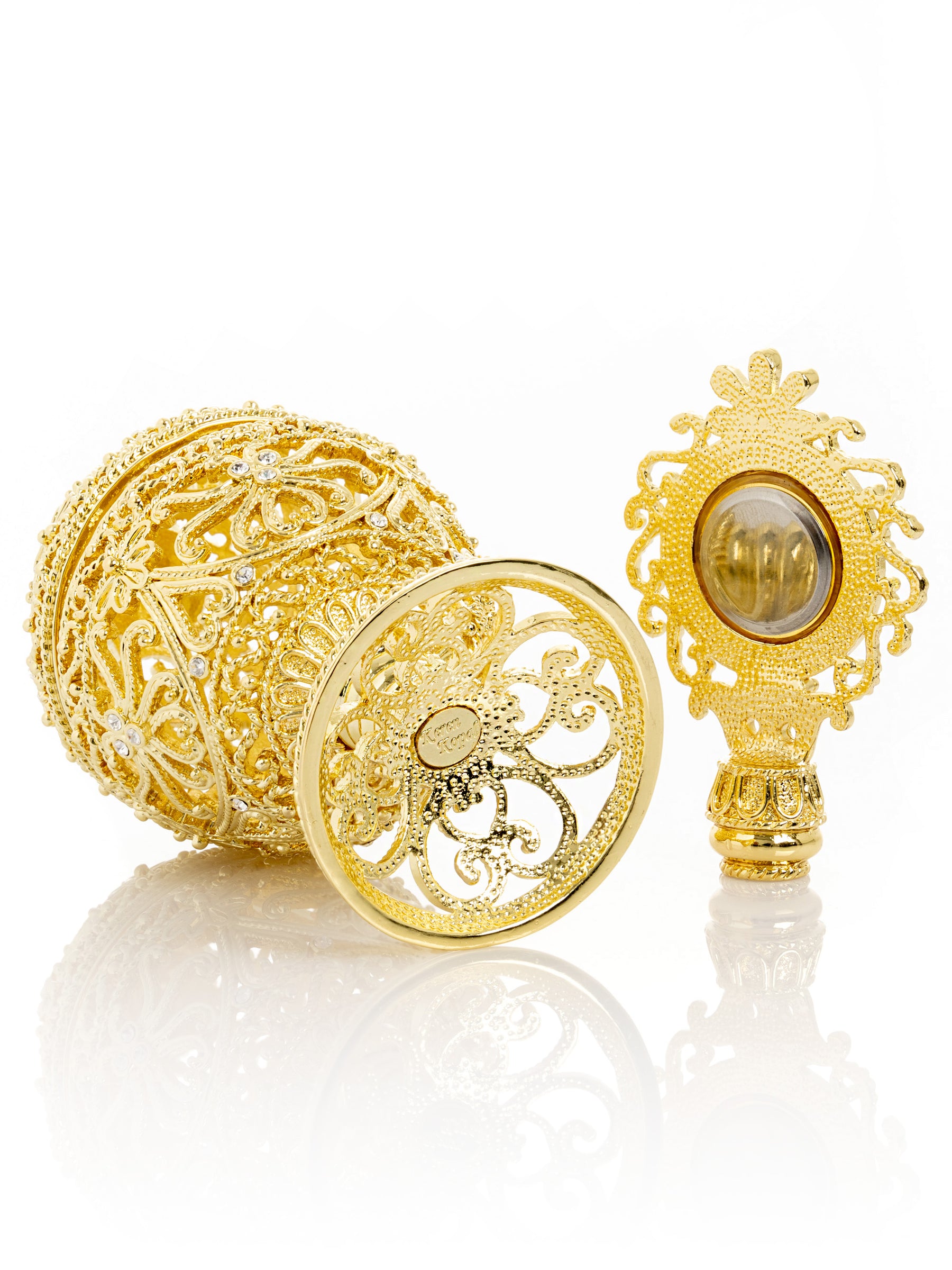 Gold Faberge Egg with Clock Inside