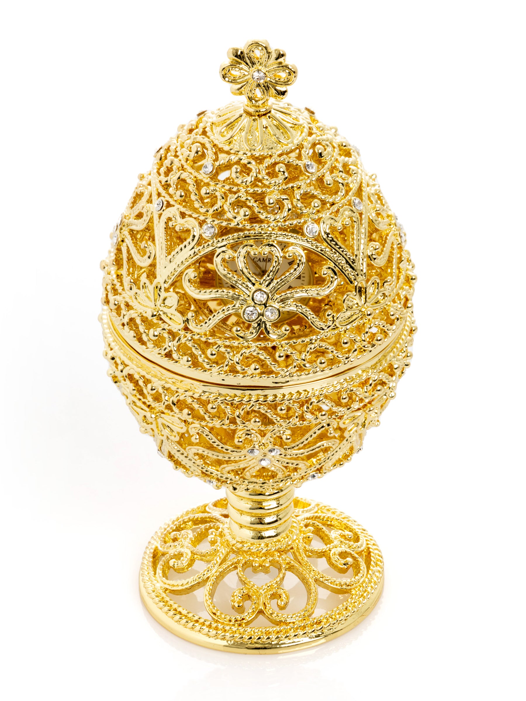Gold Faberge Egg with Clock Inside