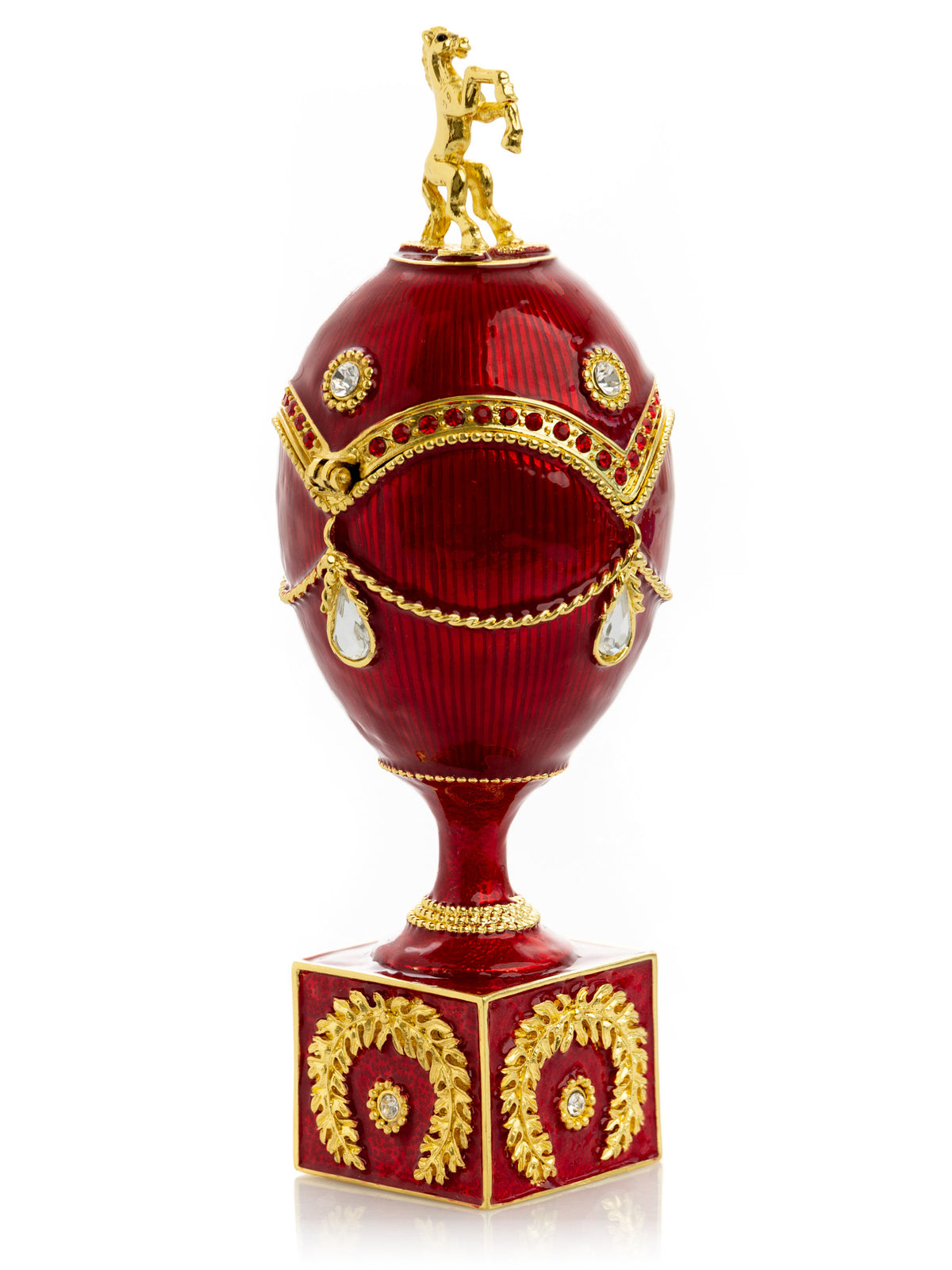 Keren Kopal Red Faberge Egg with Gold Horse