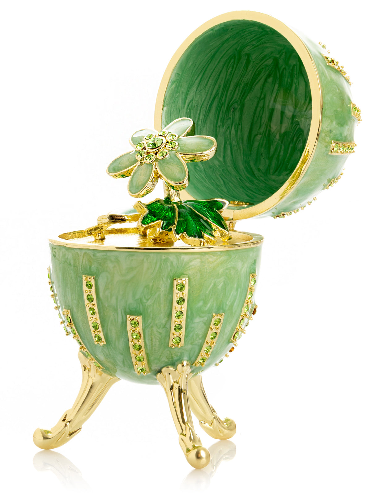 Keren Kopal Green Easter Egg with Flowers Hidden compartment