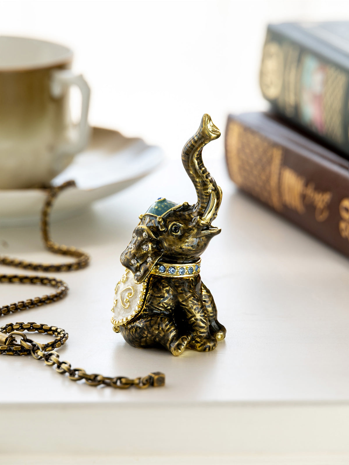 Keren Kopal Elephant Brown and Gold Trinket Box