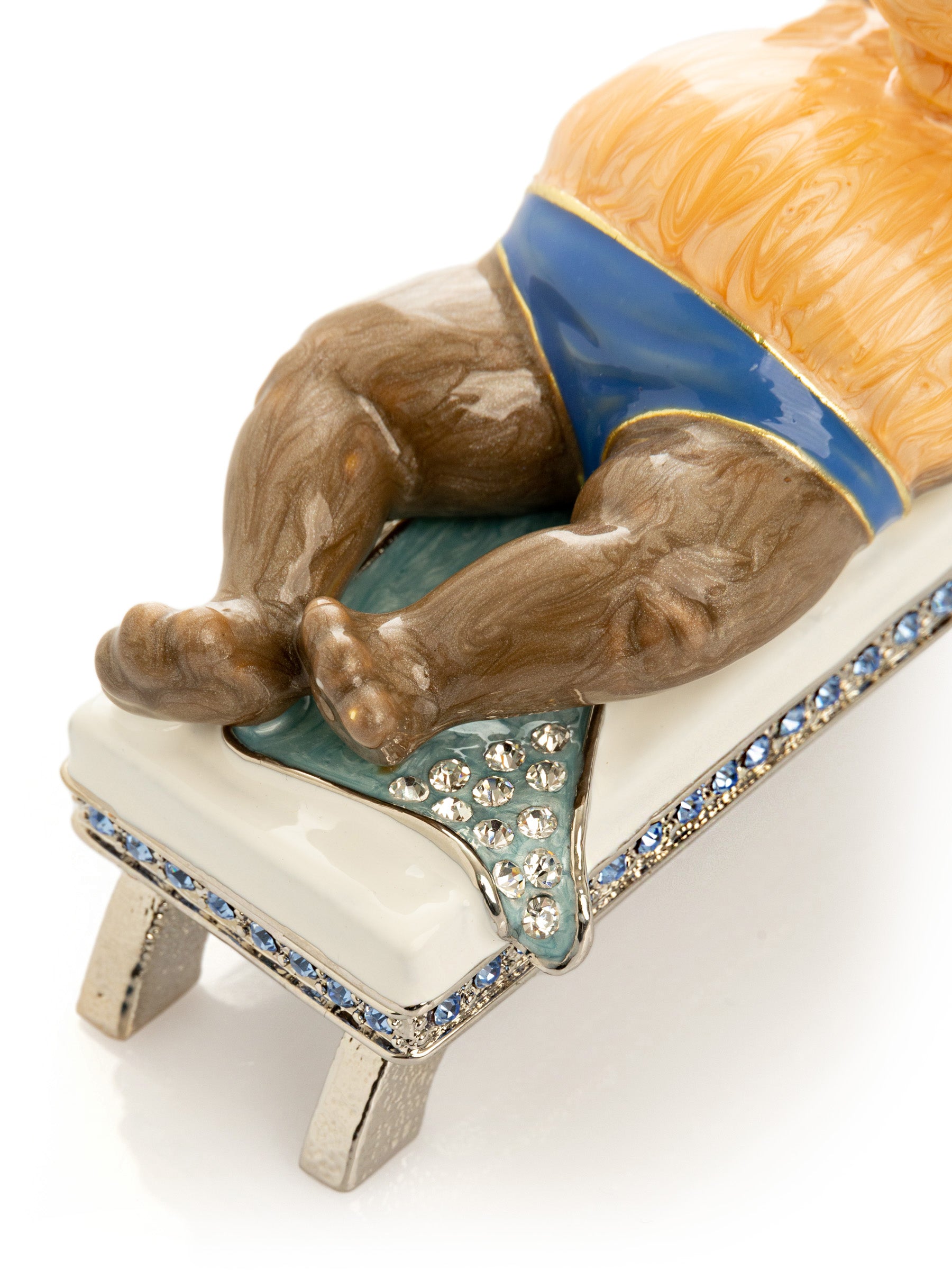 Relaxing Hippo on Sun Lounger Trinket Box