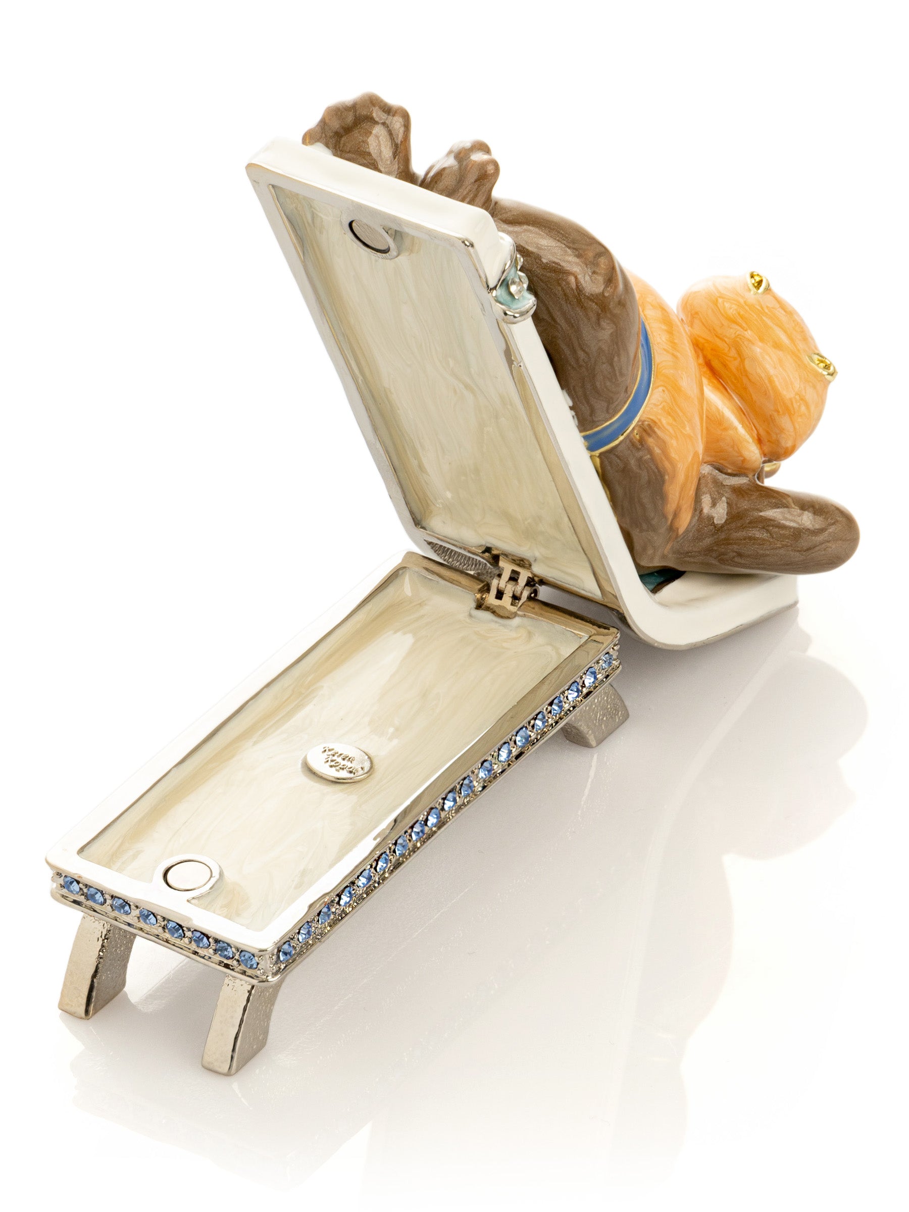 Relaxing Hippo on Sun Lounger Trinket Box