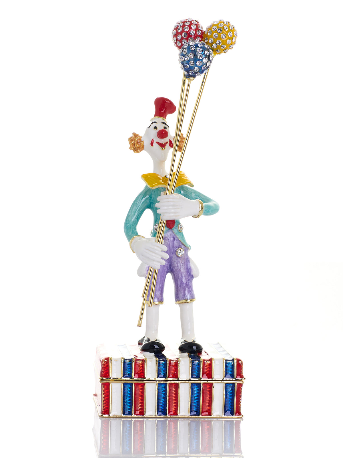 Circus Clown Holding Sparkling Balloons Trinket Box