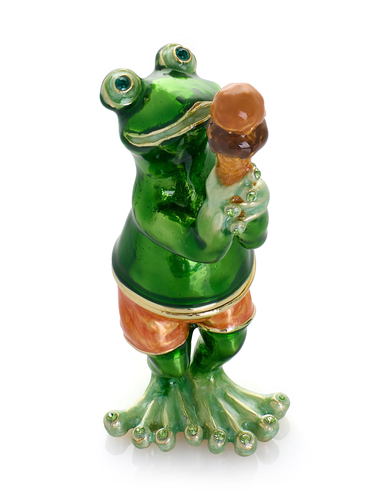Frog Eating Chocolate Ice Cream Cone Trinket Box