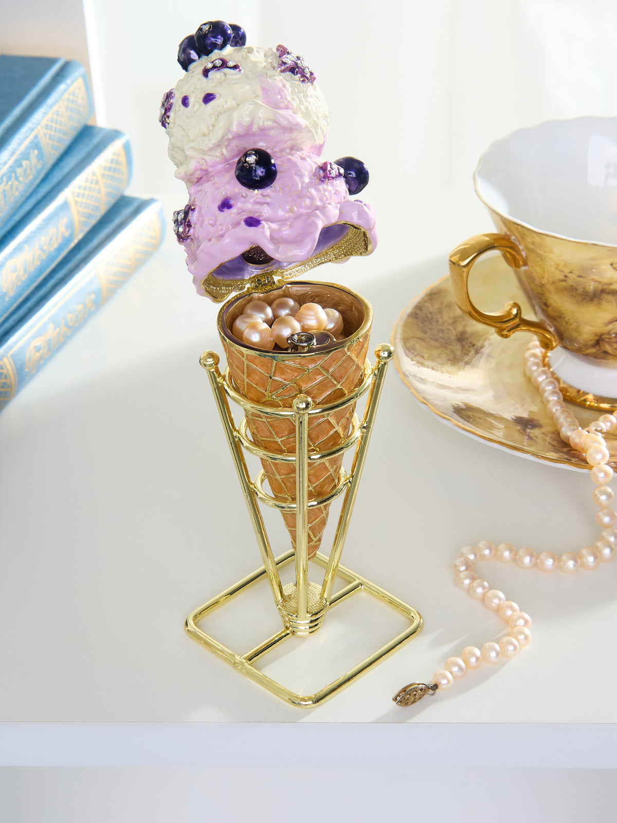 Keren Kopal Summer Special Wild Blueberry Cream Ice Cream Cone Trinket Box