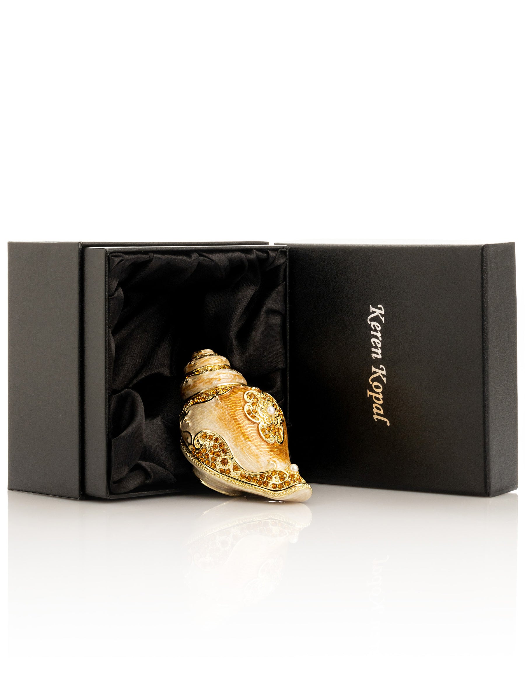 Elegant Gold & Crystal Seashell Trinket Box