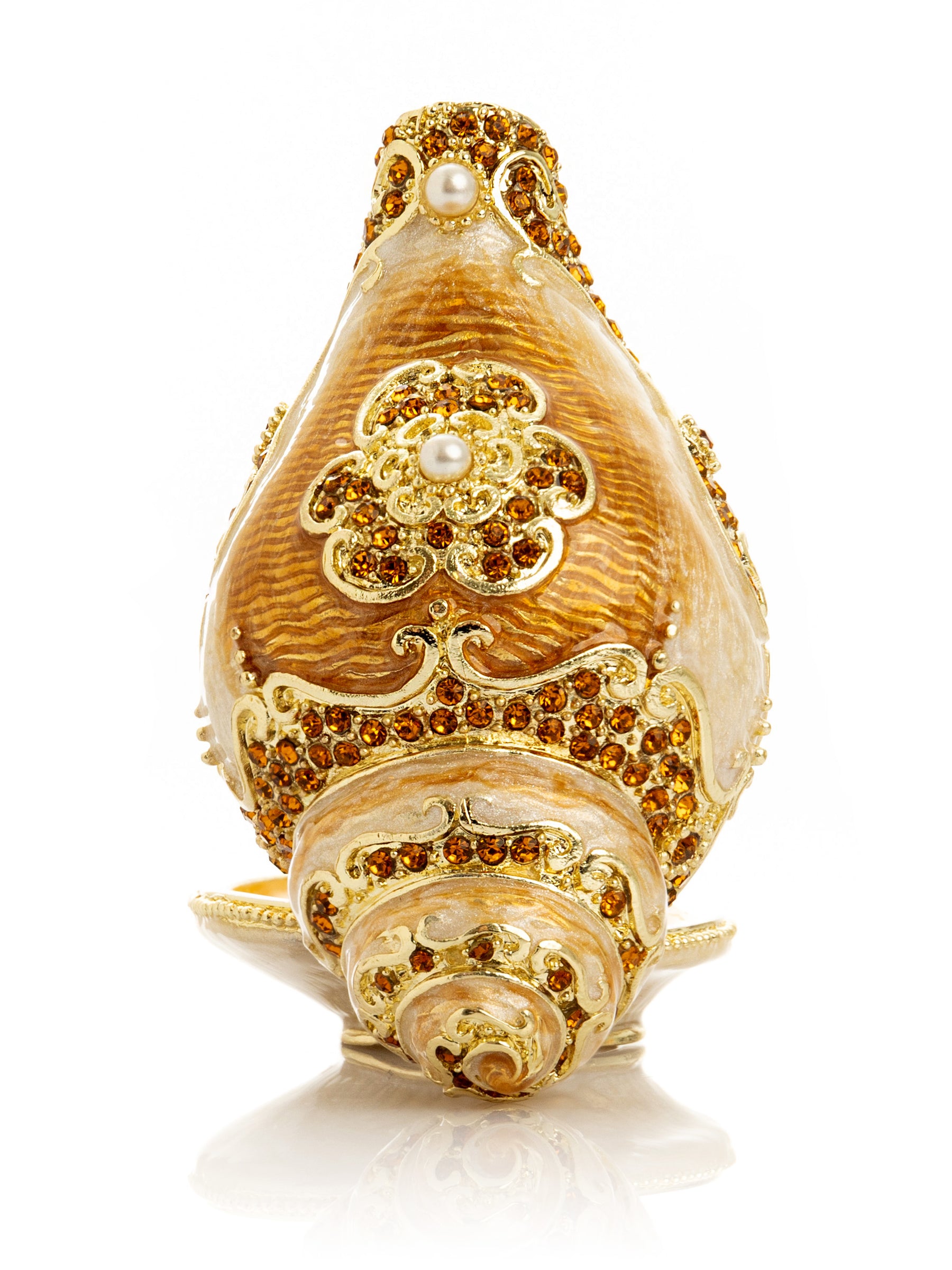 Elegant Gold & Crystal Seashell Trinket Box