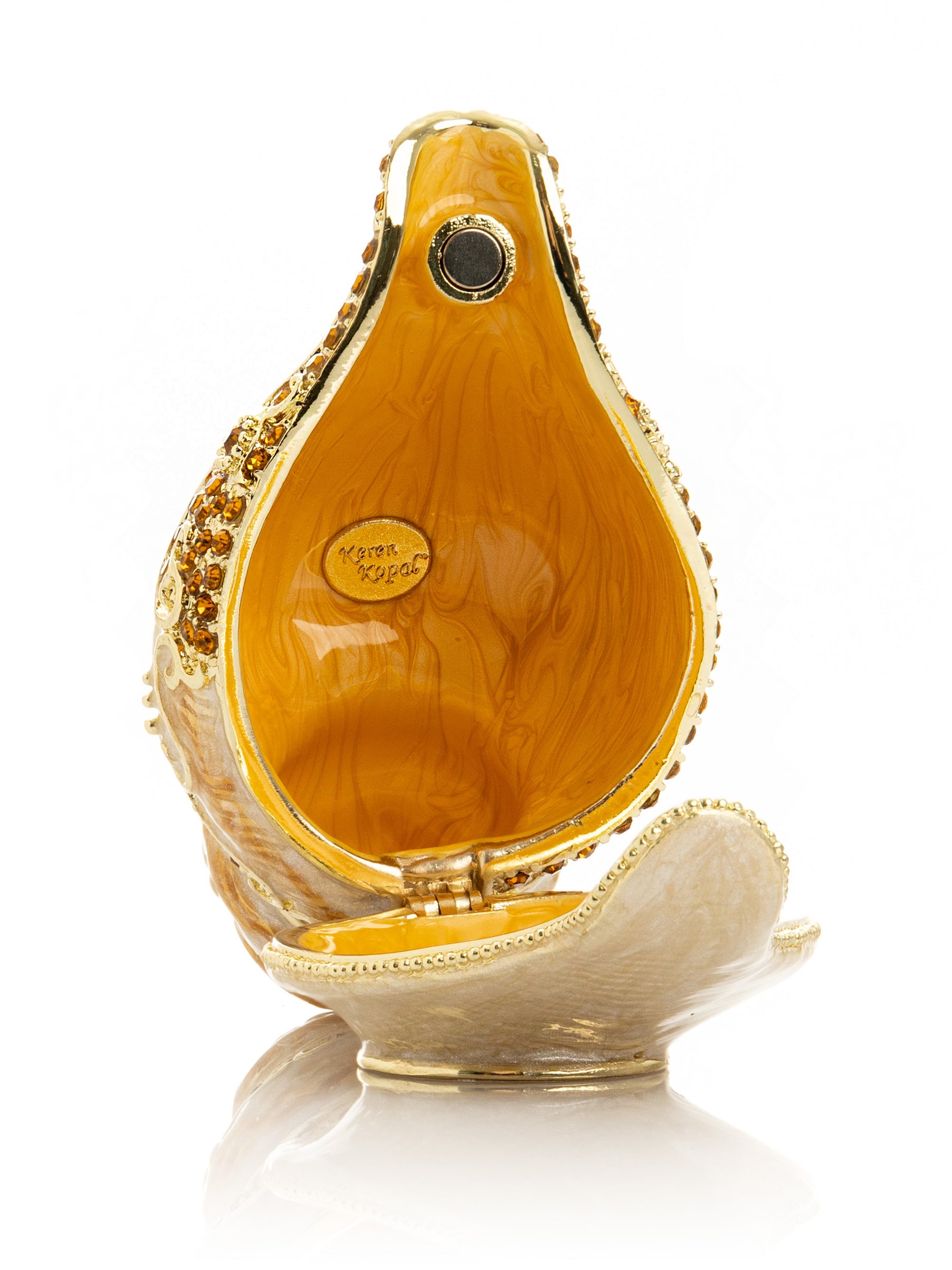 Elegant Gold & Crystal Seashell Trinket Box