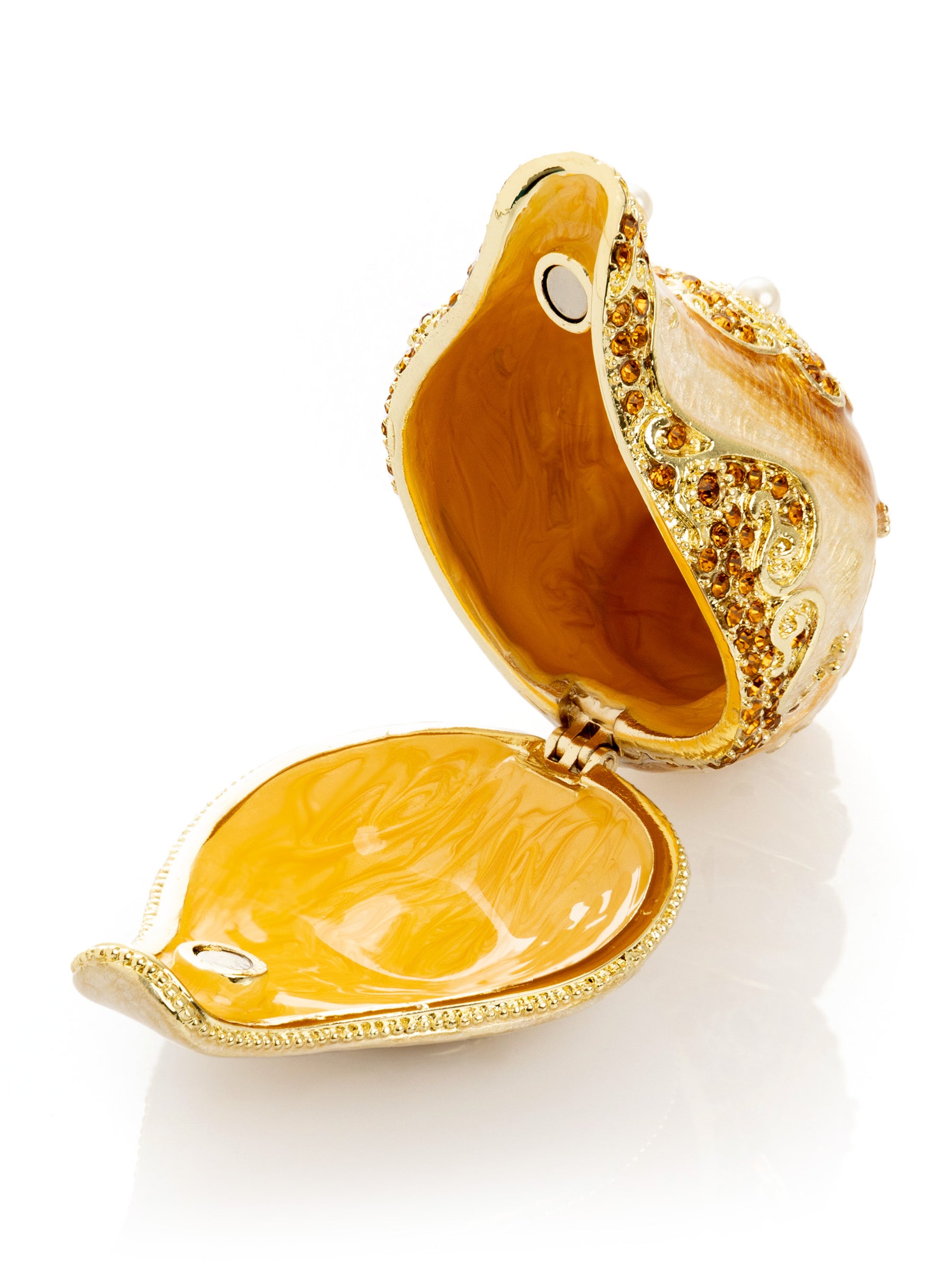 Elegant Gold & Crystal Seashell Trinket Box