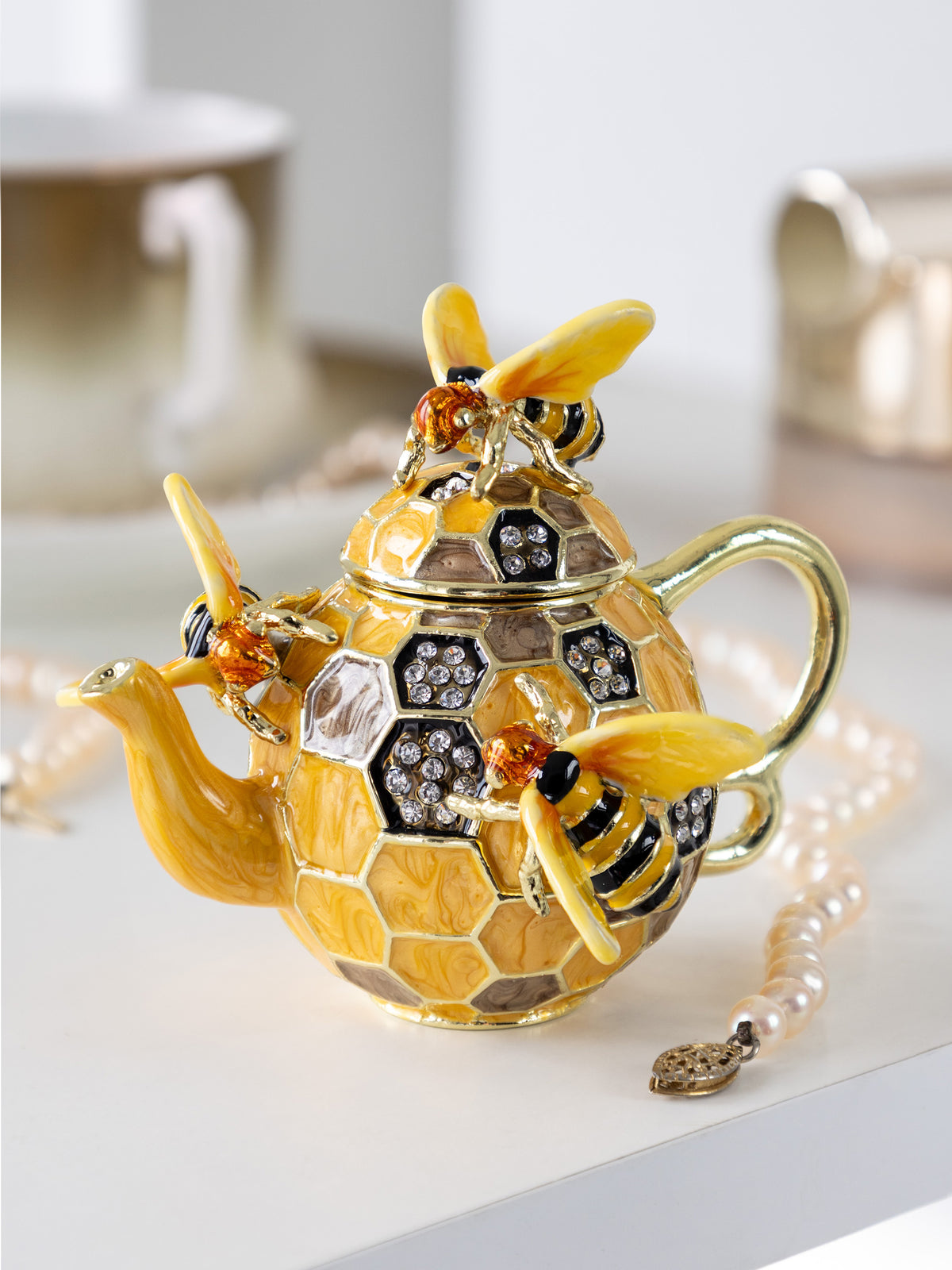 Keren Kopal Bee & Honeycomb Teapot Trinket Box by Keren Kopal