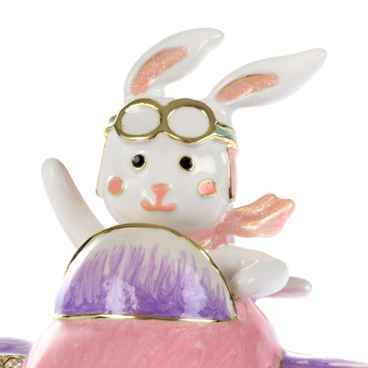 Keren Kopal Bunny flying a pink plane trinket box