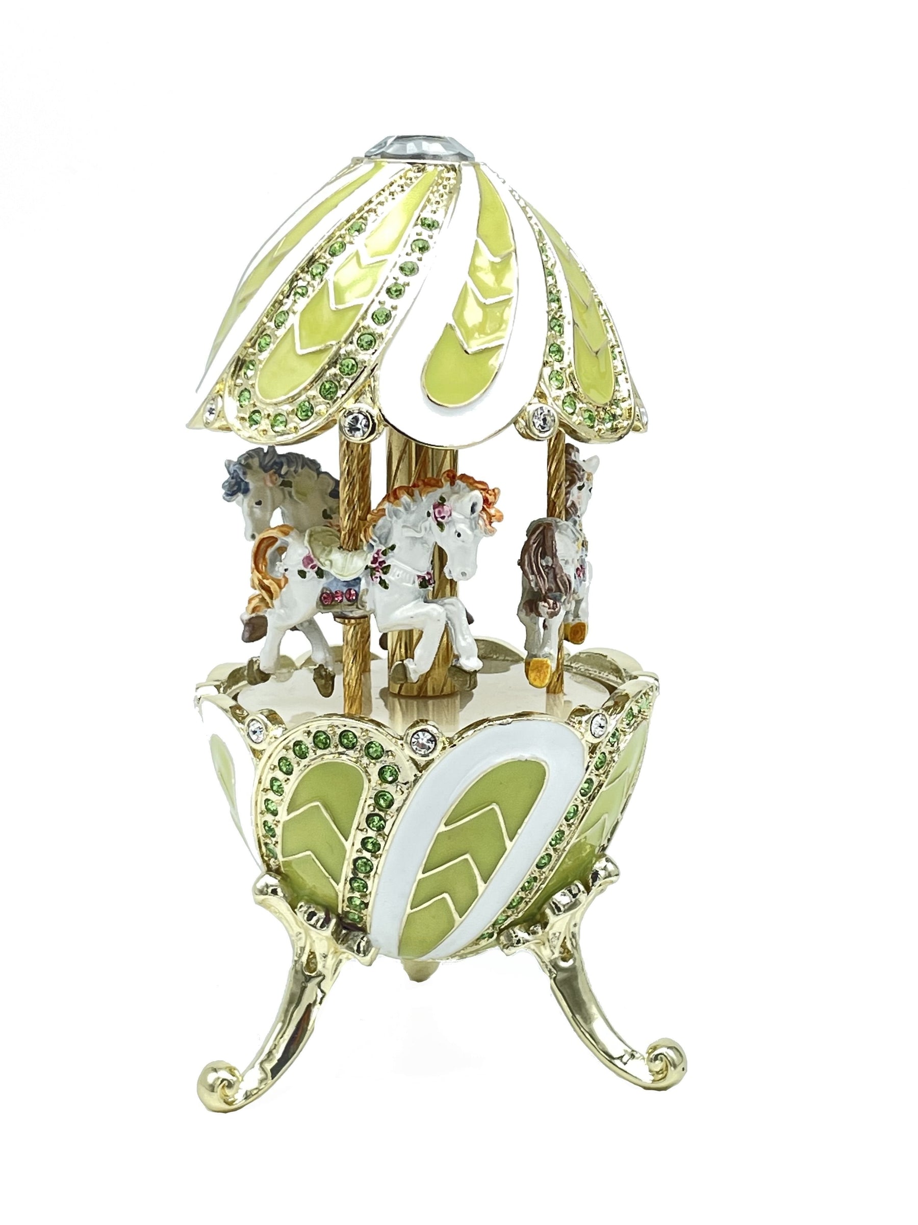 Keren Kopal Green Wind up Musical Carousel Swan lake by Tchaikovsky