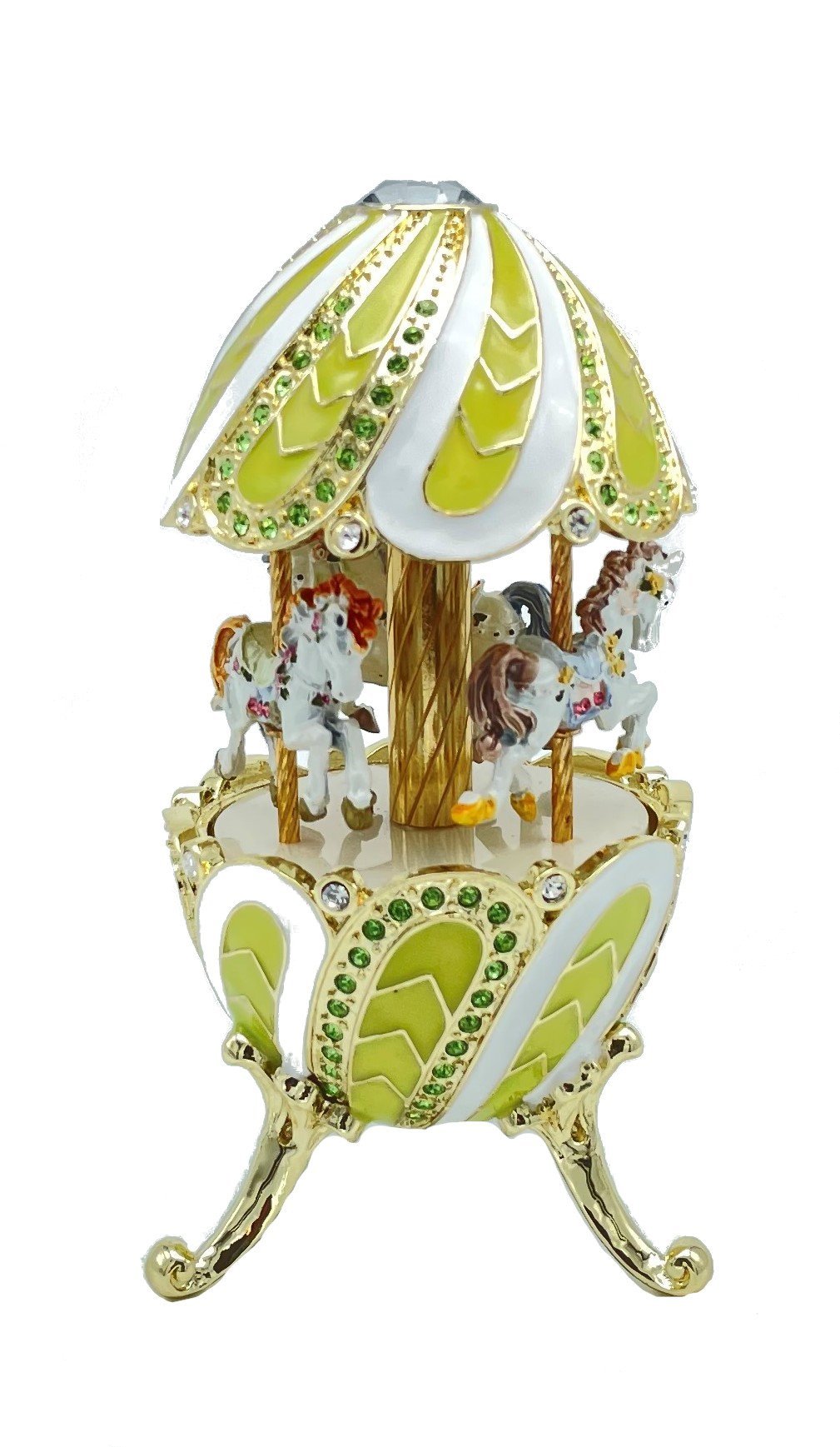 Keren Kopal Green Wind up Musical Carousel Swan lake by Tchaikovsky