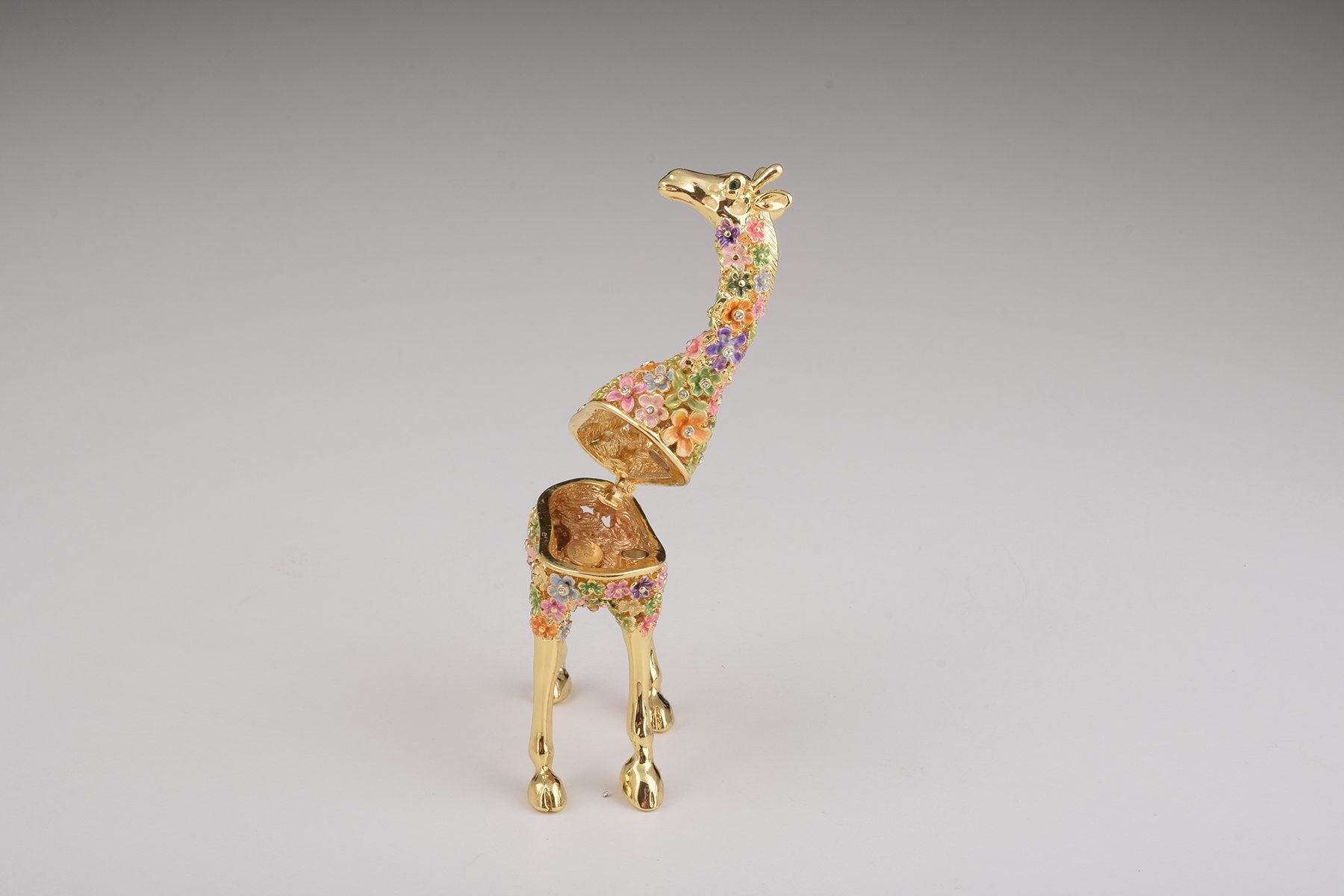 Keren Kopal Gold Giraffe with Colorful Flowers Trinket Box 104.00