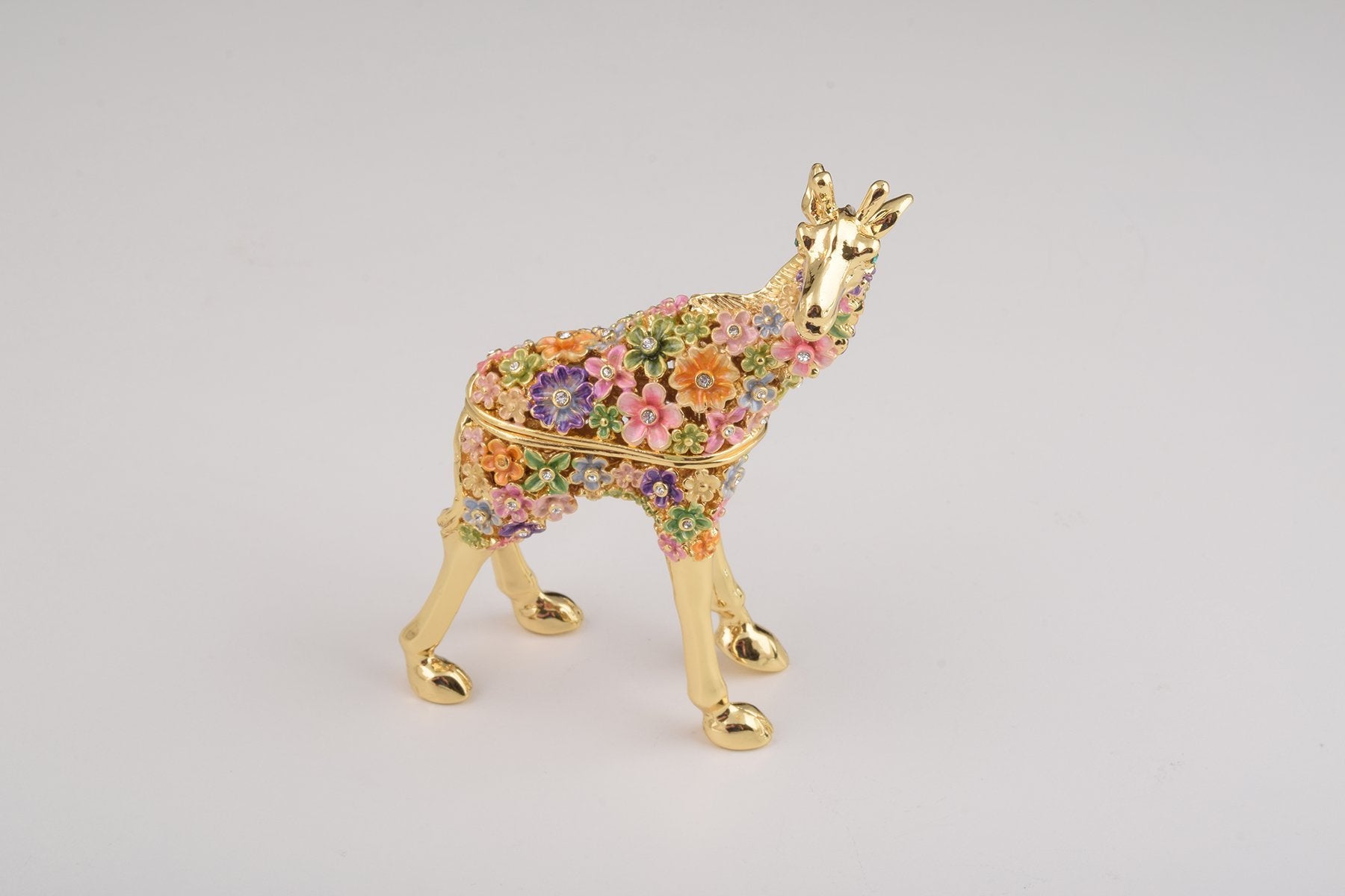 Keren Kopal Gold Giraffe with Colorful Flowers Trinket Box 104.00