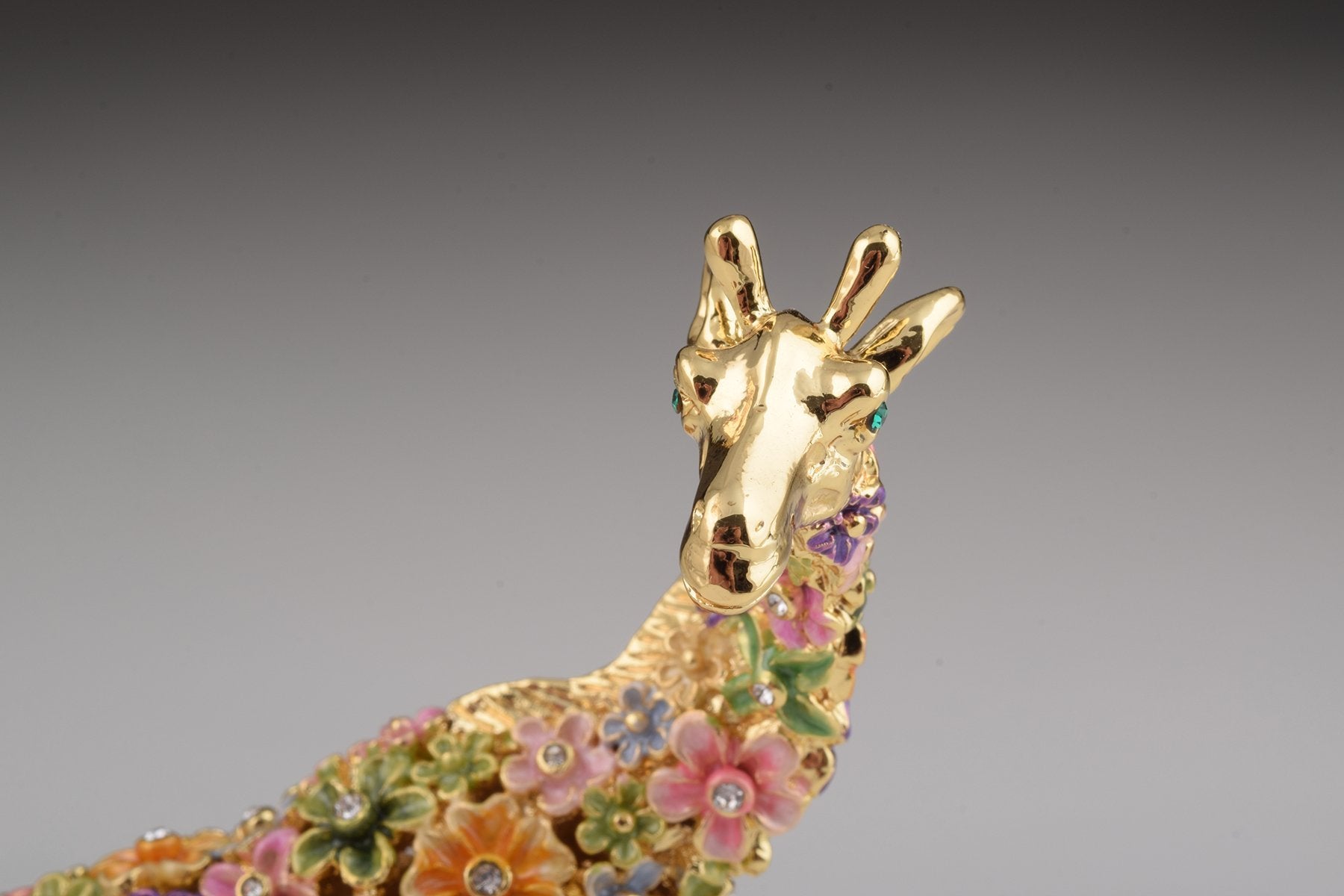 Keren Kopal Gold Giraffe with Colorful Flowers Trinket Box 104.00