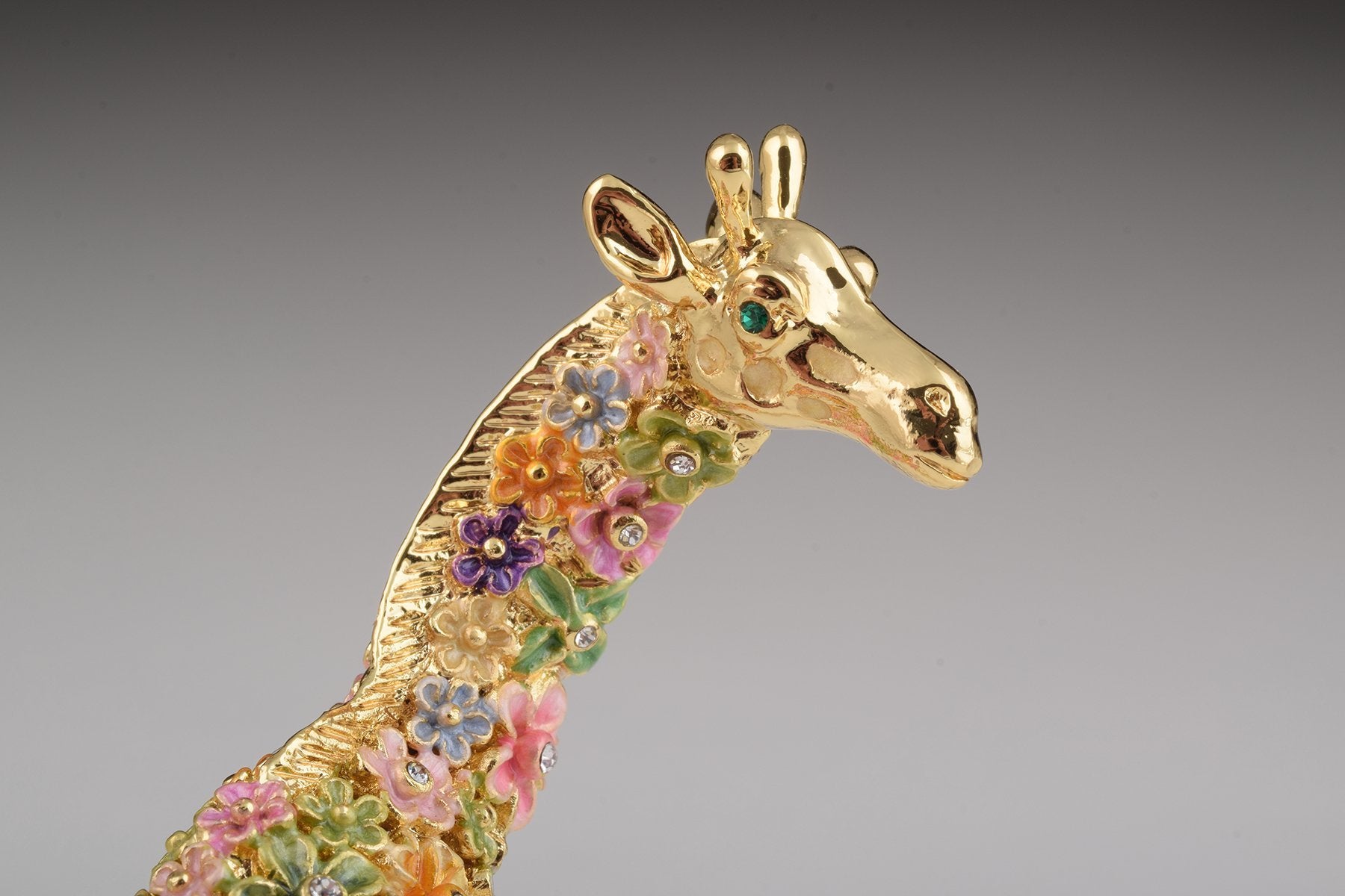 Keren Kopal Gold Giraffe with Colorful Flowers Trinket Box 104.00