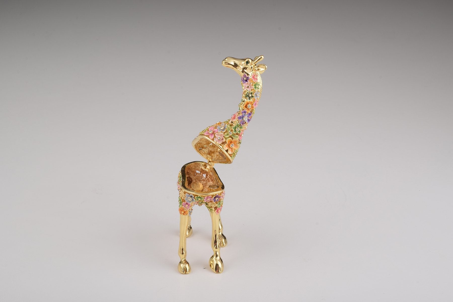 Keren Kopal Gold Giraffe with Colorful Flowers Trinket Box 104.00