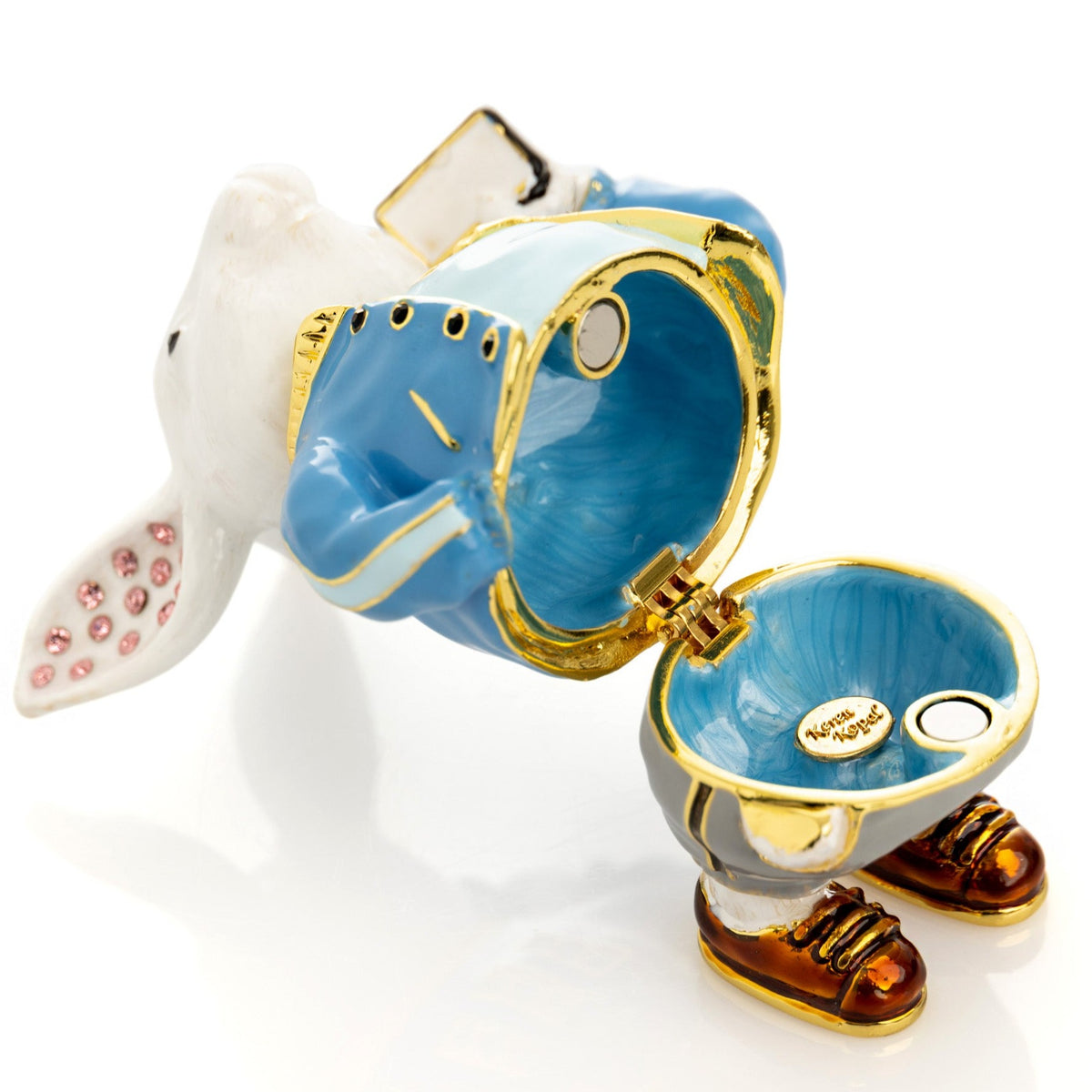 Keren Kopal Businessman Rabbit with Cellphone Trinket Box