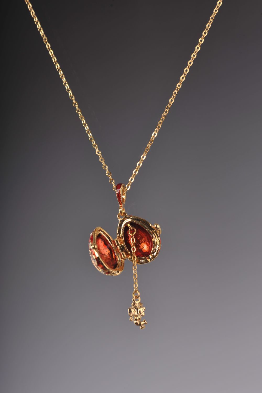 Keren Kopal Red Faberge Egg Pendant Necklace