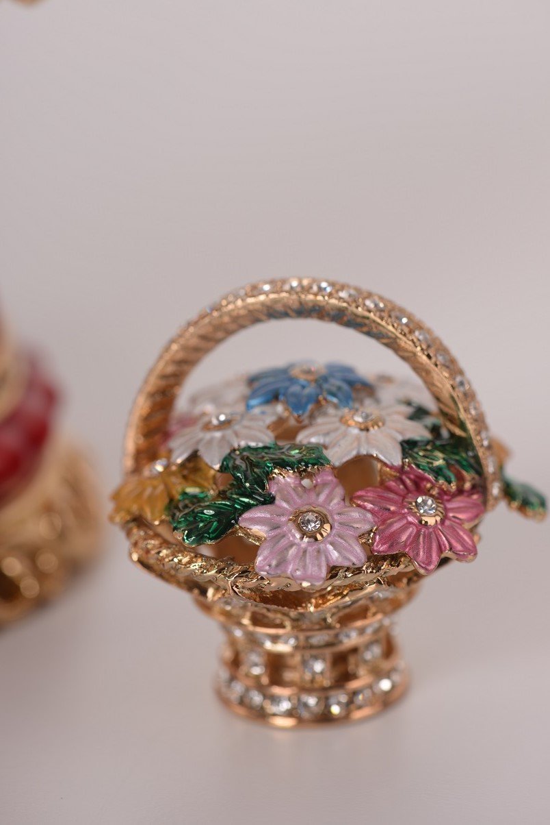 Keren Kopal Red Faberge Egg with a Removable Flower Bouquet