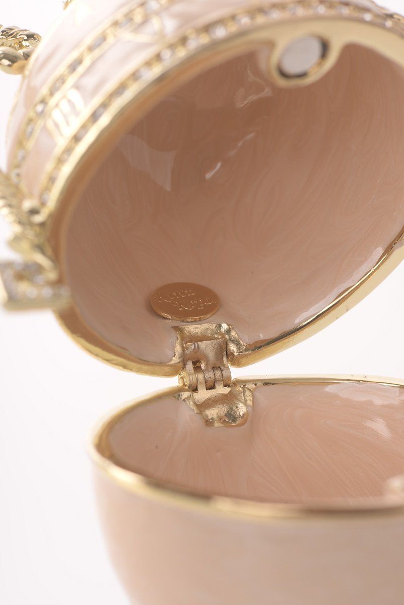 Keren Kopal Pink Faberge Egg with Gold Handles