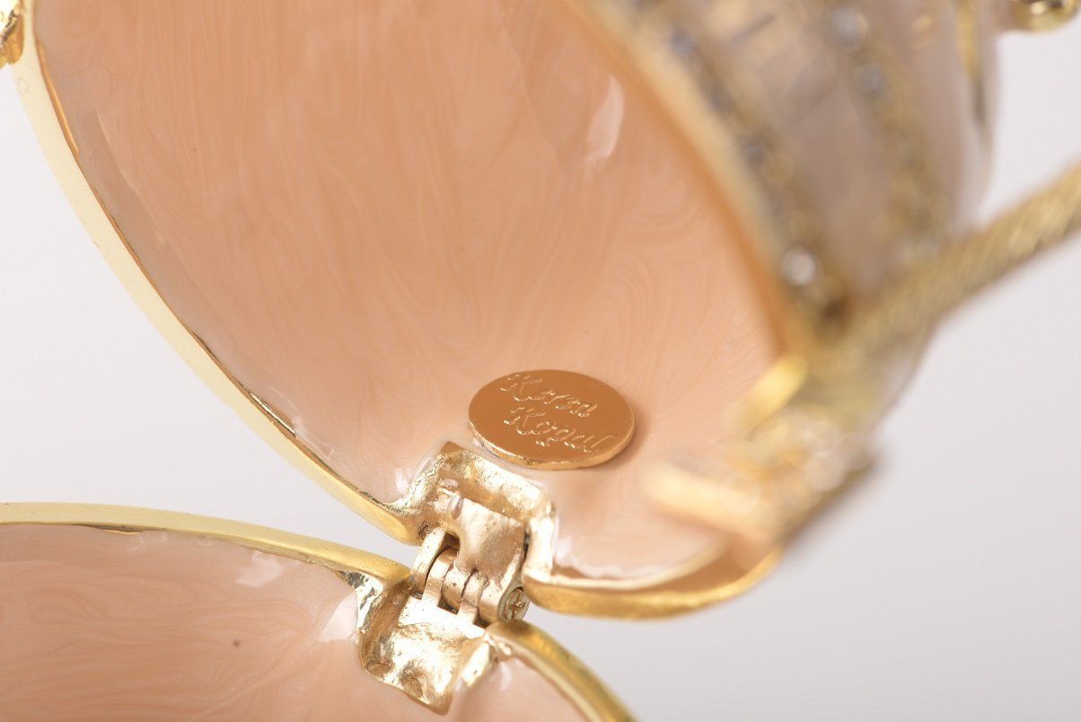 Keren Kopal Pink Faberge Egg with Gold Handles