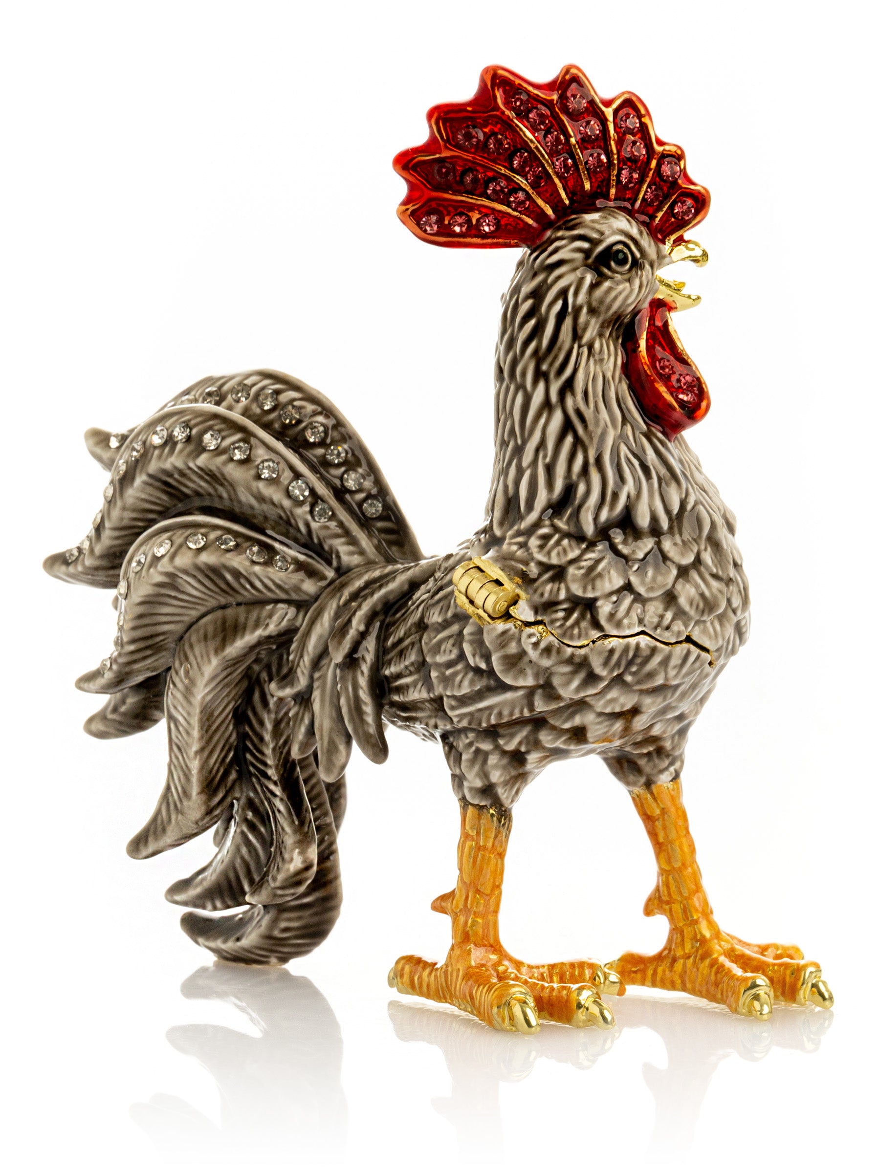 Keren Kopal Gray Rooster Jewelry Trinket Box