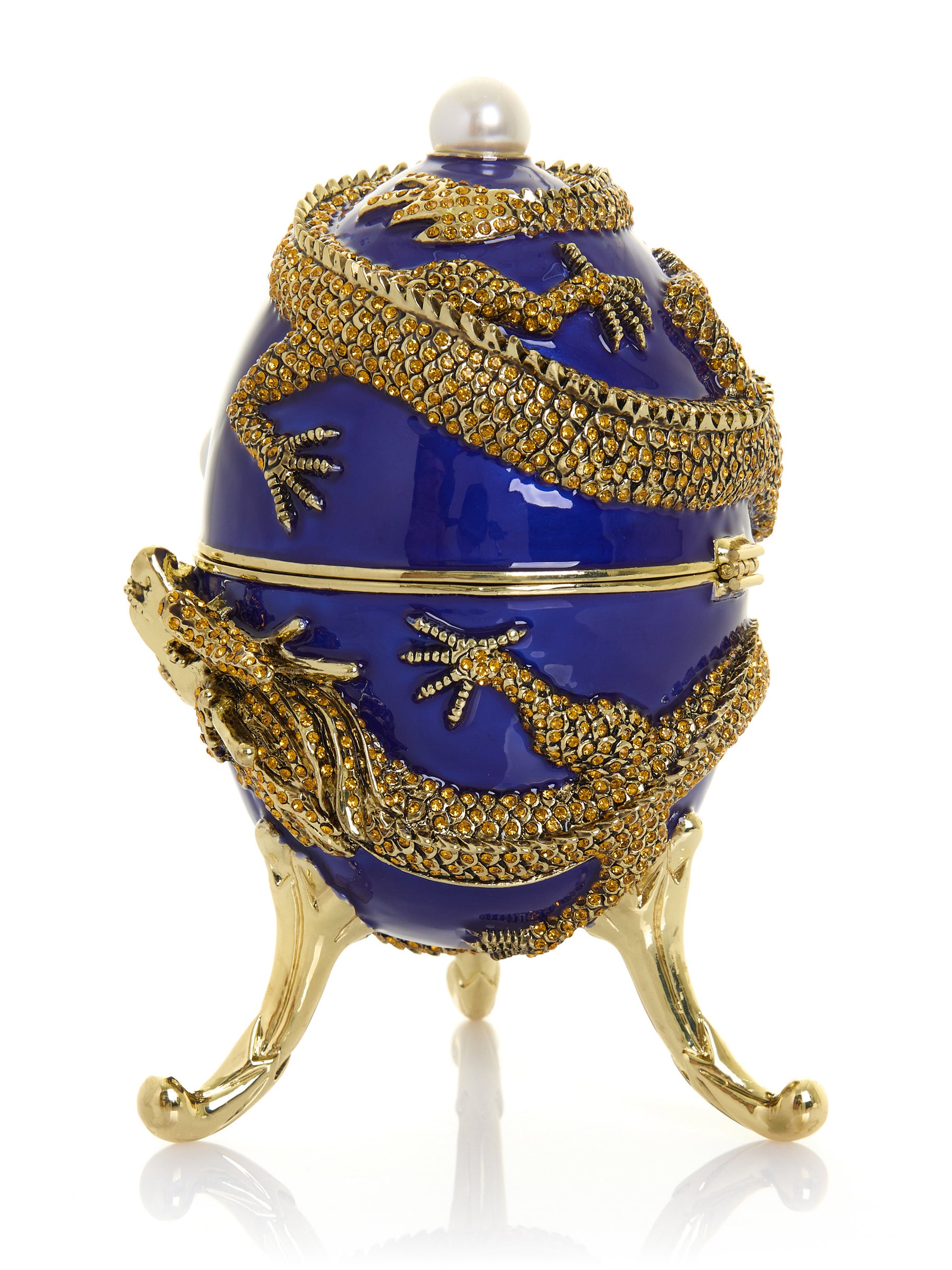 Blue Faberge Egg with Dragon Music Playing Egg