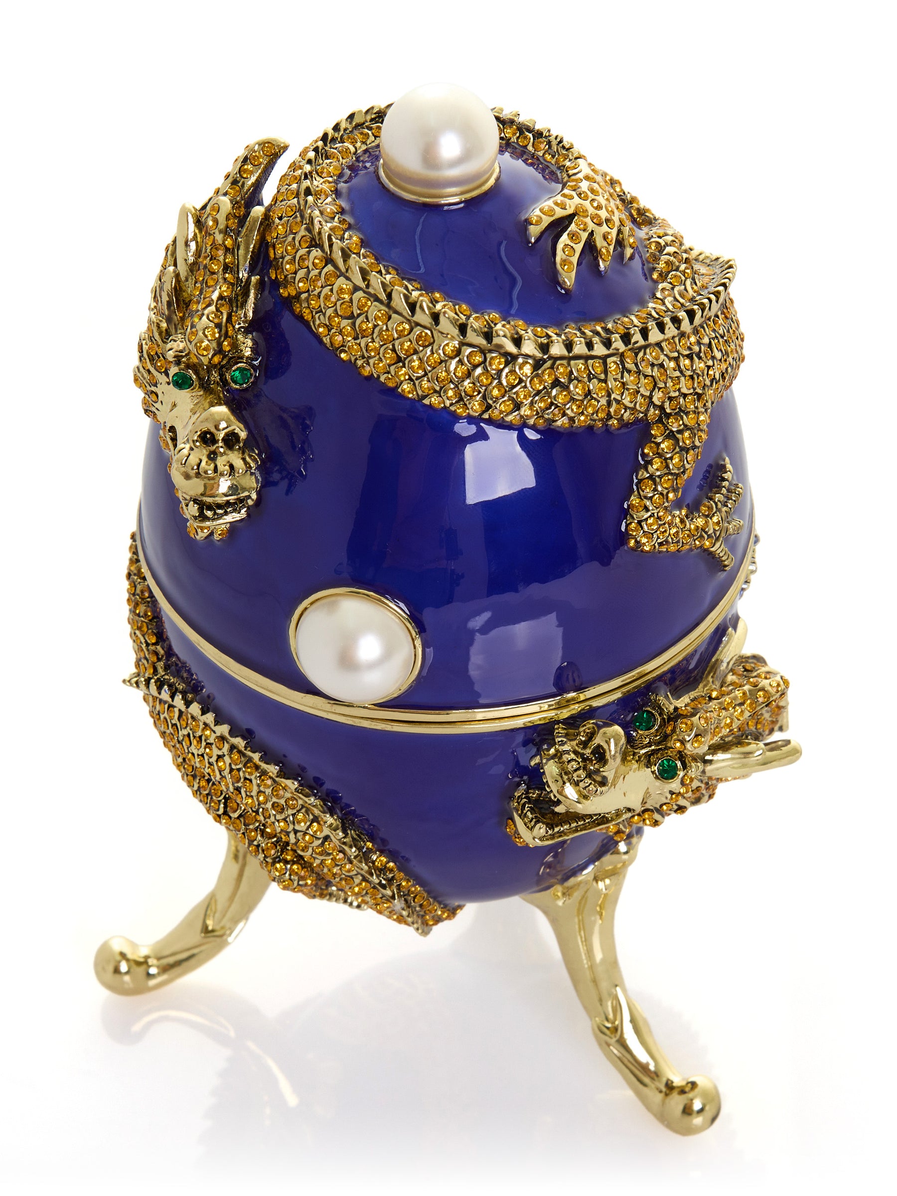 Blue Faberge Egg with Dragon Music Playing Egg