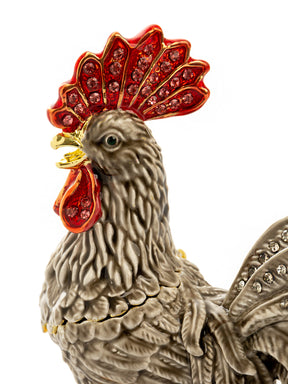Keren Kopal Gray Rooster Jewelry Trinket Box