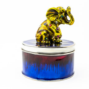 Keren Kopal Gold Elephant on Blue Trinket Box