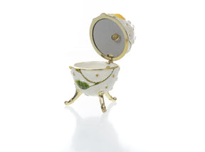 Keren Kopal White with Yellow flower Music box Fur Elise by Beethoven Faberge Egg
