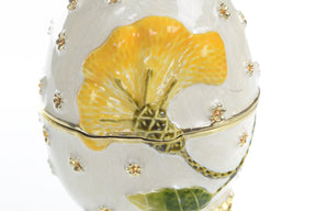 Keren Kopal White with Yellow flower Music box Fur Elise by Beethoven Faberge Egg