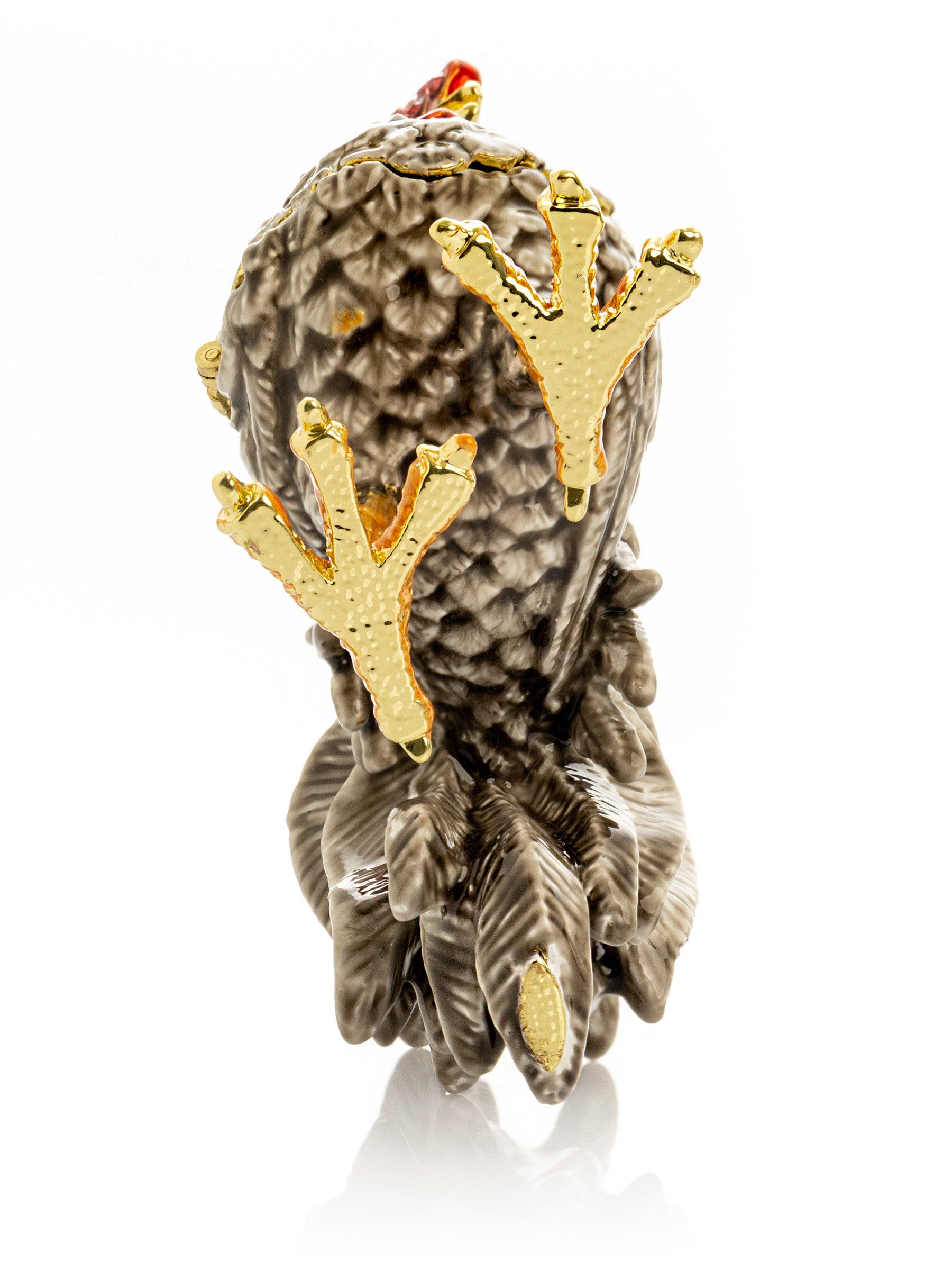 Keren Kopal Gray Rooster Jewelry Trinket Box
