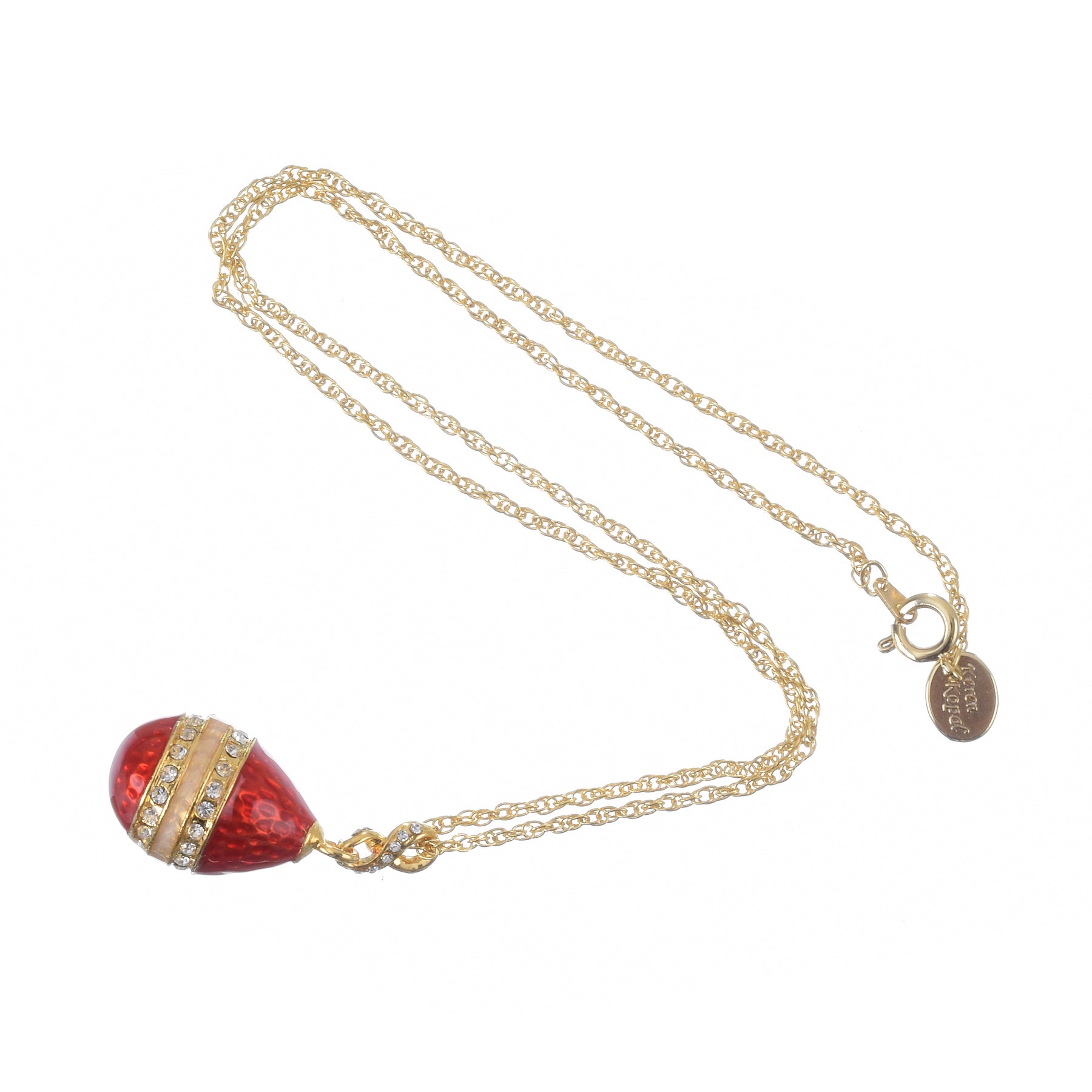 Keren Kopal Red & Gold Egg Pendant Necklace