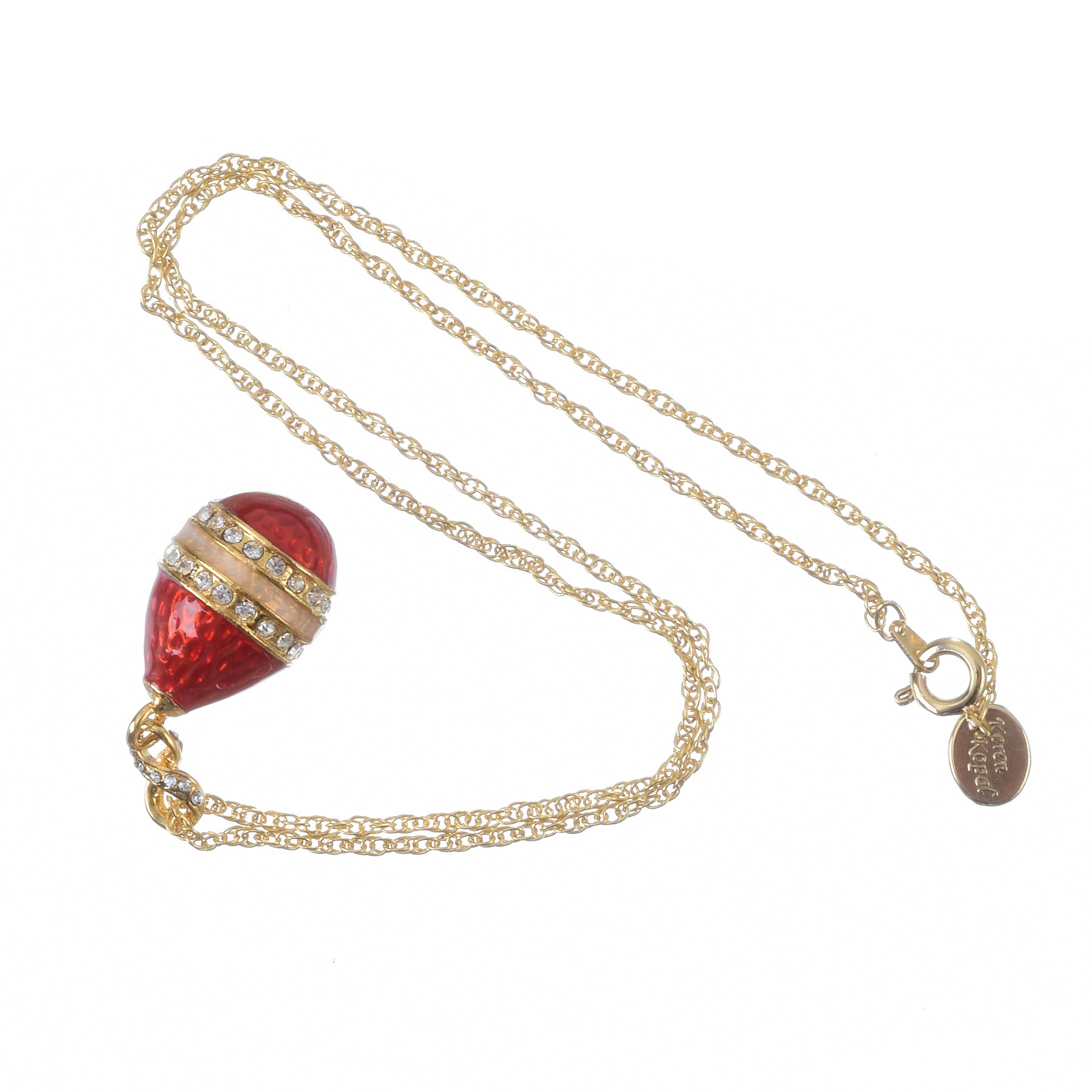 Keren Kopal Red & Gold Egg Pendant Necklace