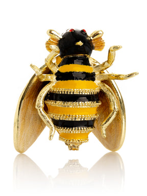 Gold & Black Enamel Honey Bee Queen Trinket Box
