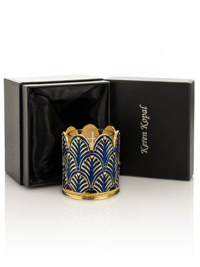 Keren Kopal Blue Decorated Candle Holder